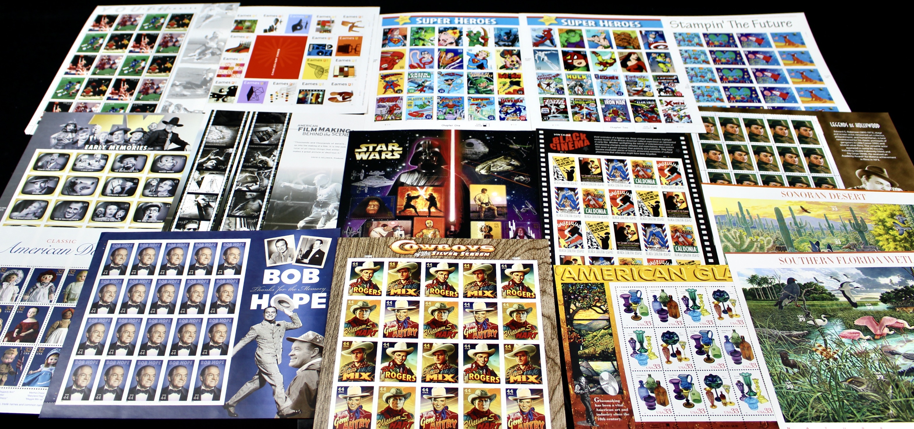 Sixteen Different Miniature Postage Stamp Sheets