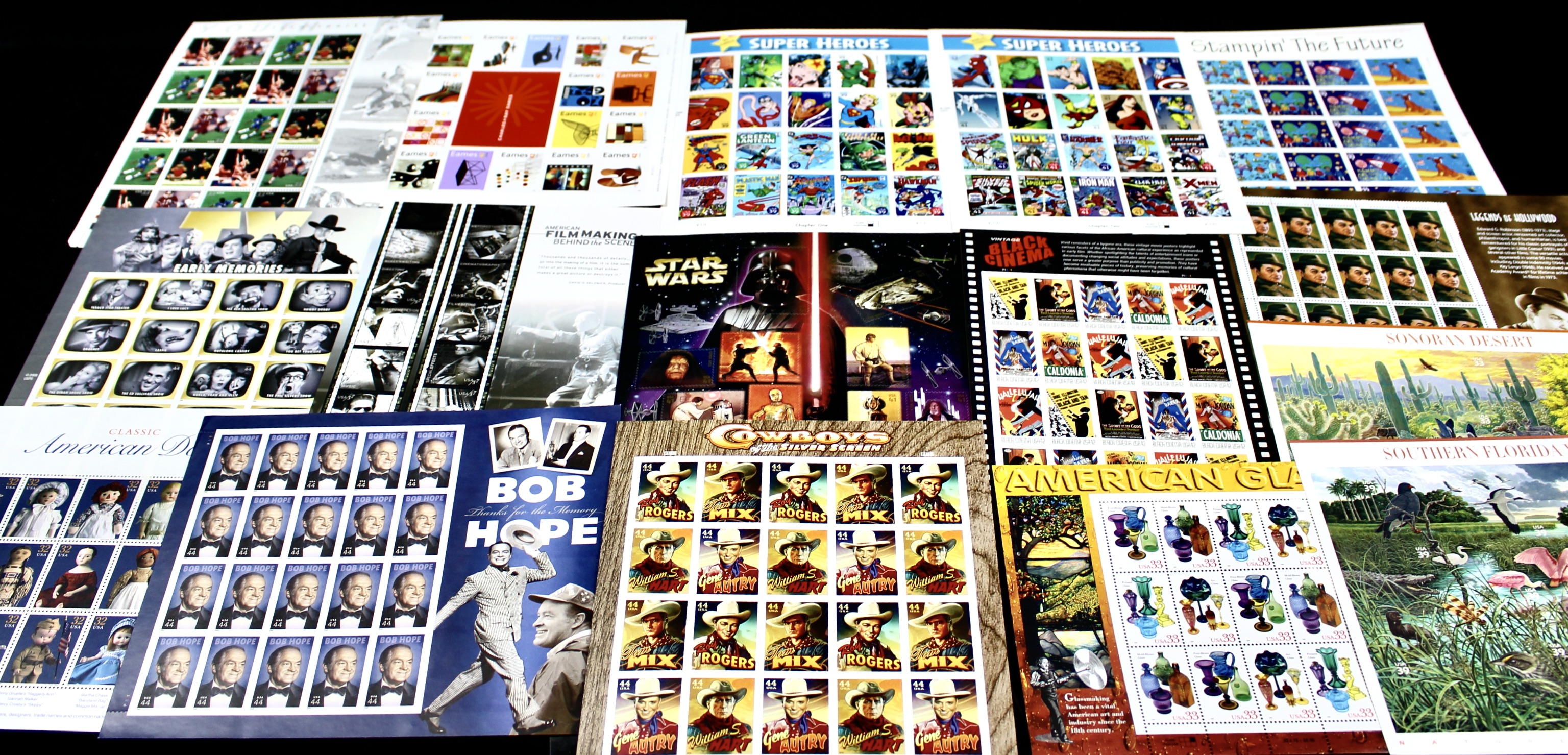 Sixteen Different Miniature Postage Stamp Sheets