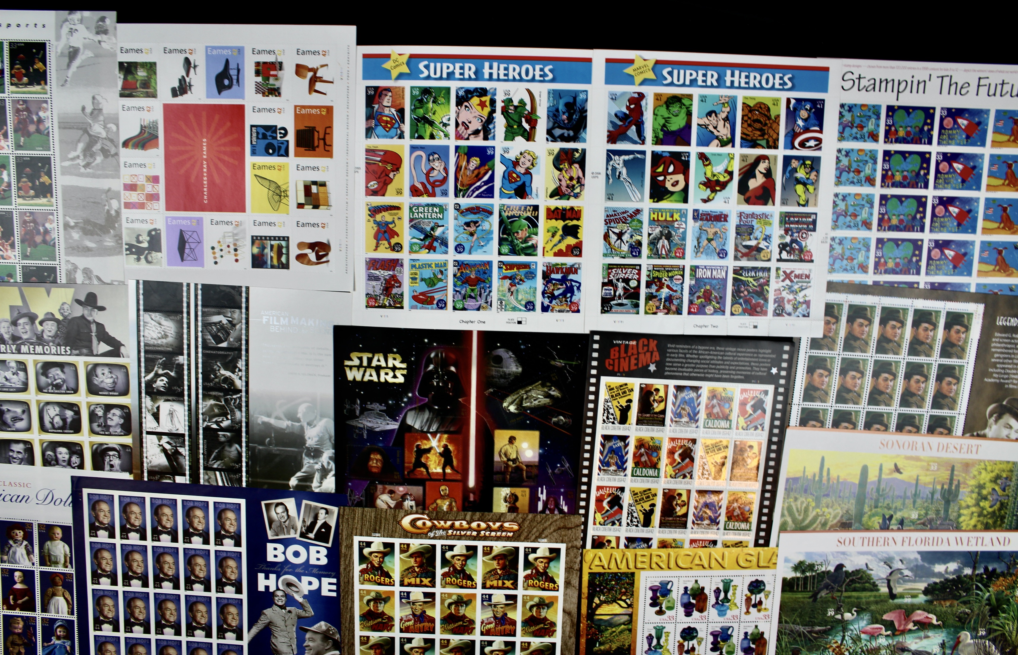 Sixteen Different Miniature Postage Stamp Sheets