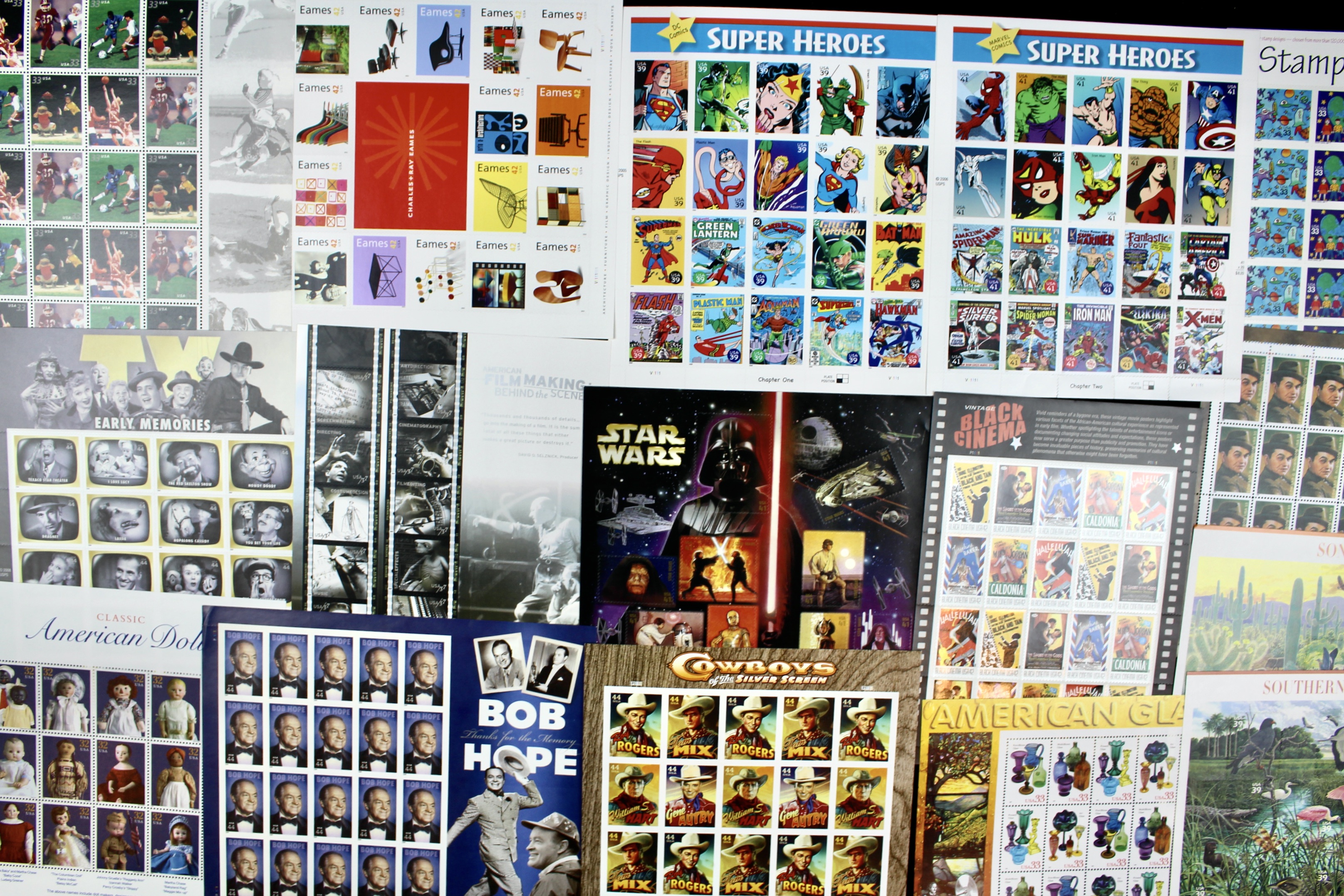 Sixteen Different Miniature Postage Stamp Sheets