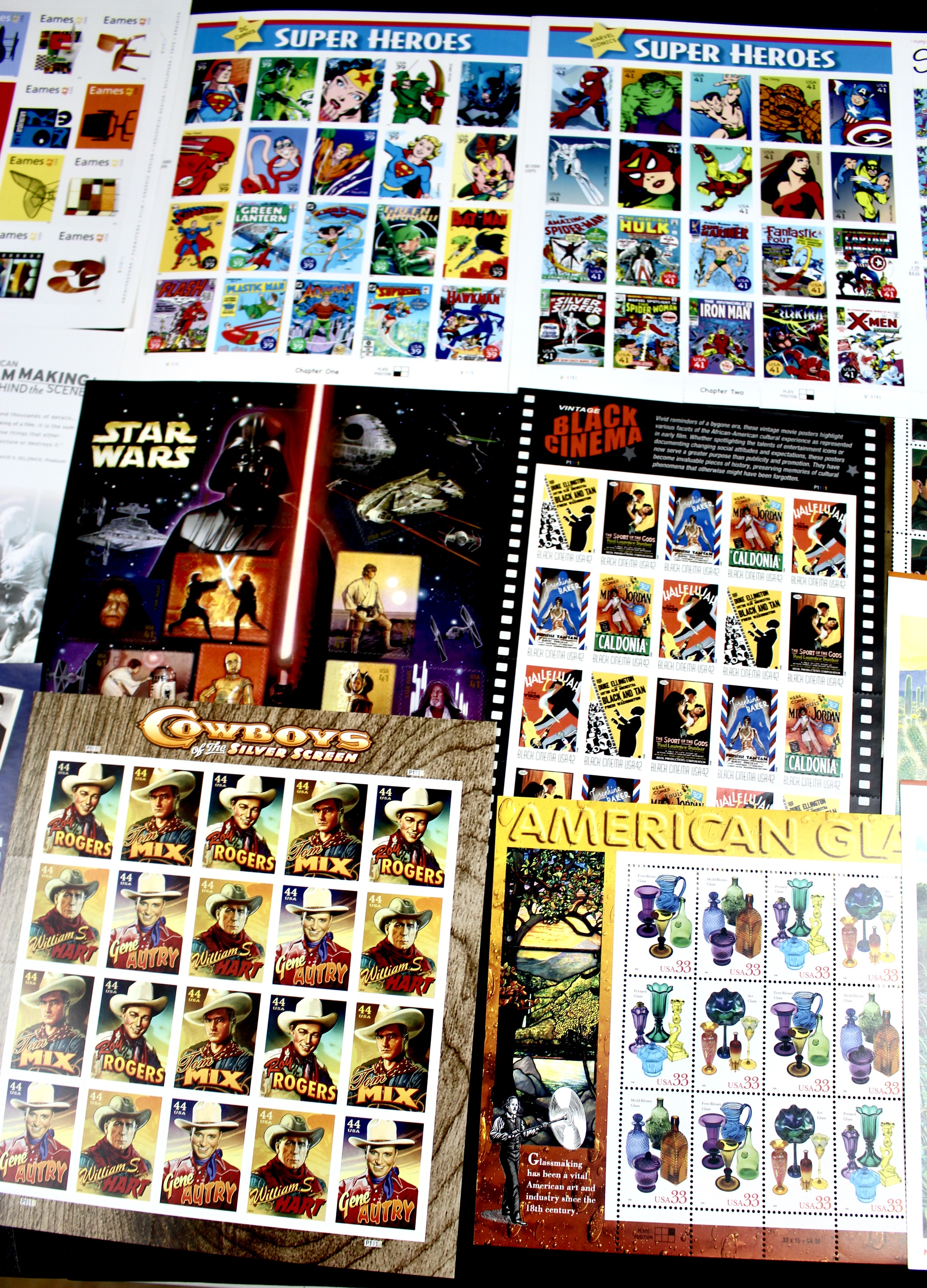 Sixteen Different Miniature Postage Stamp Sheets