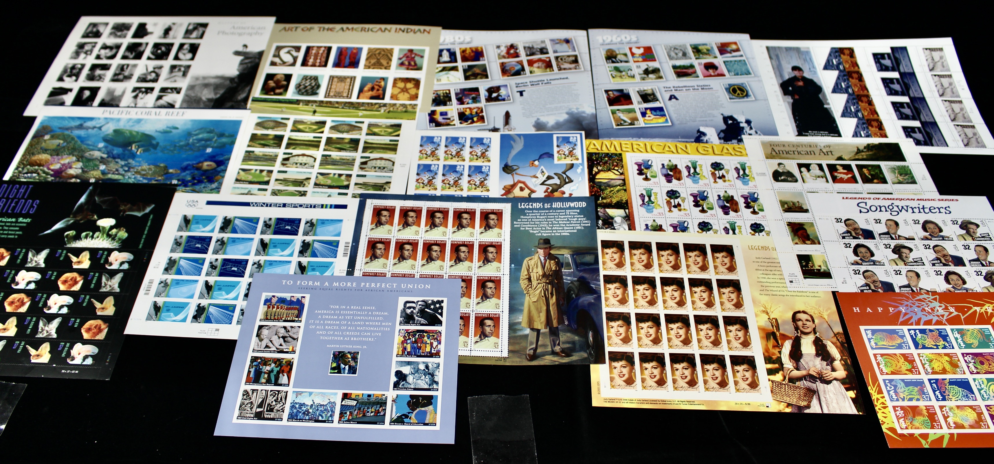 Seventeen Different Miniature Postage Stamp Sheets