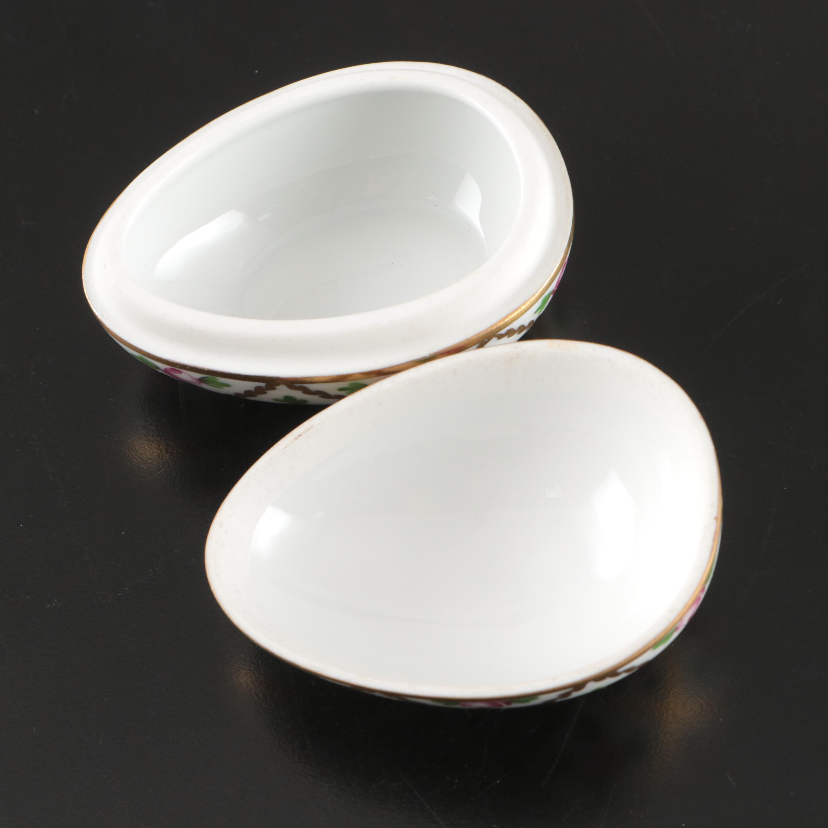 Herend Hungarian Hand-Painted Gilt Porcelain Egg Boxes