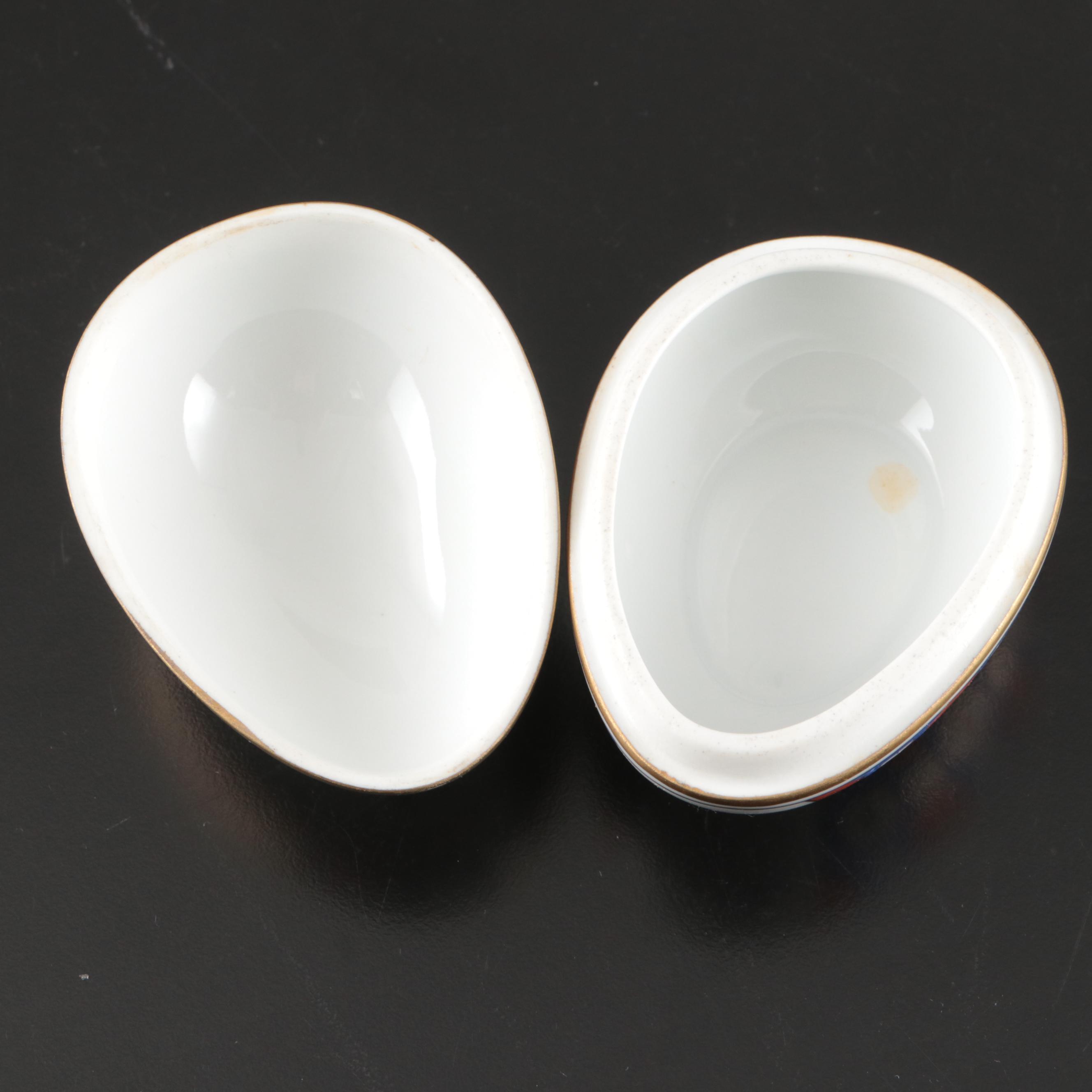 Herend Hungarian Hand-Painted Gilt Porcelain Egg Boxes