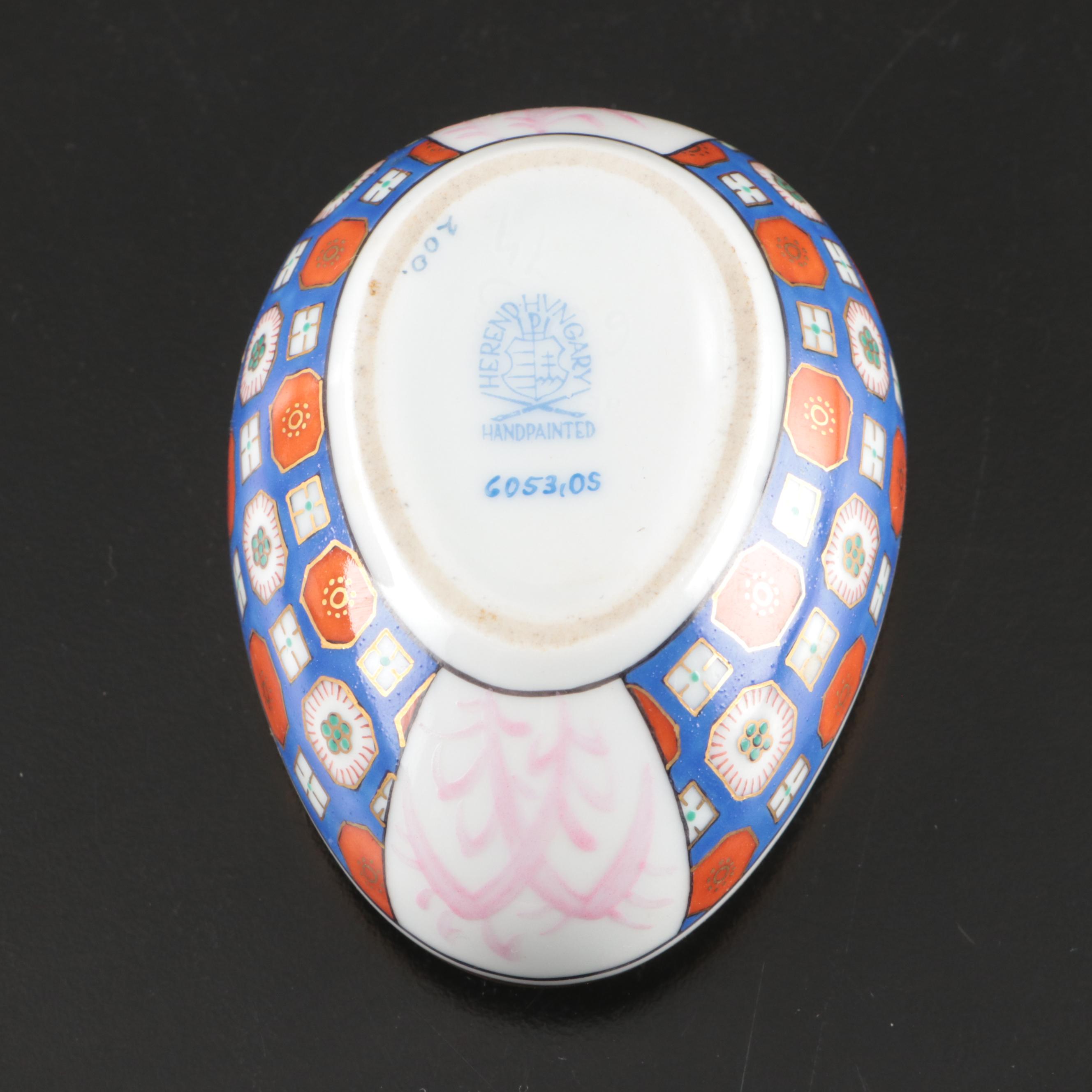 Herend Hungarian Hand-Painted Gilt Porcelain Egg Boxes