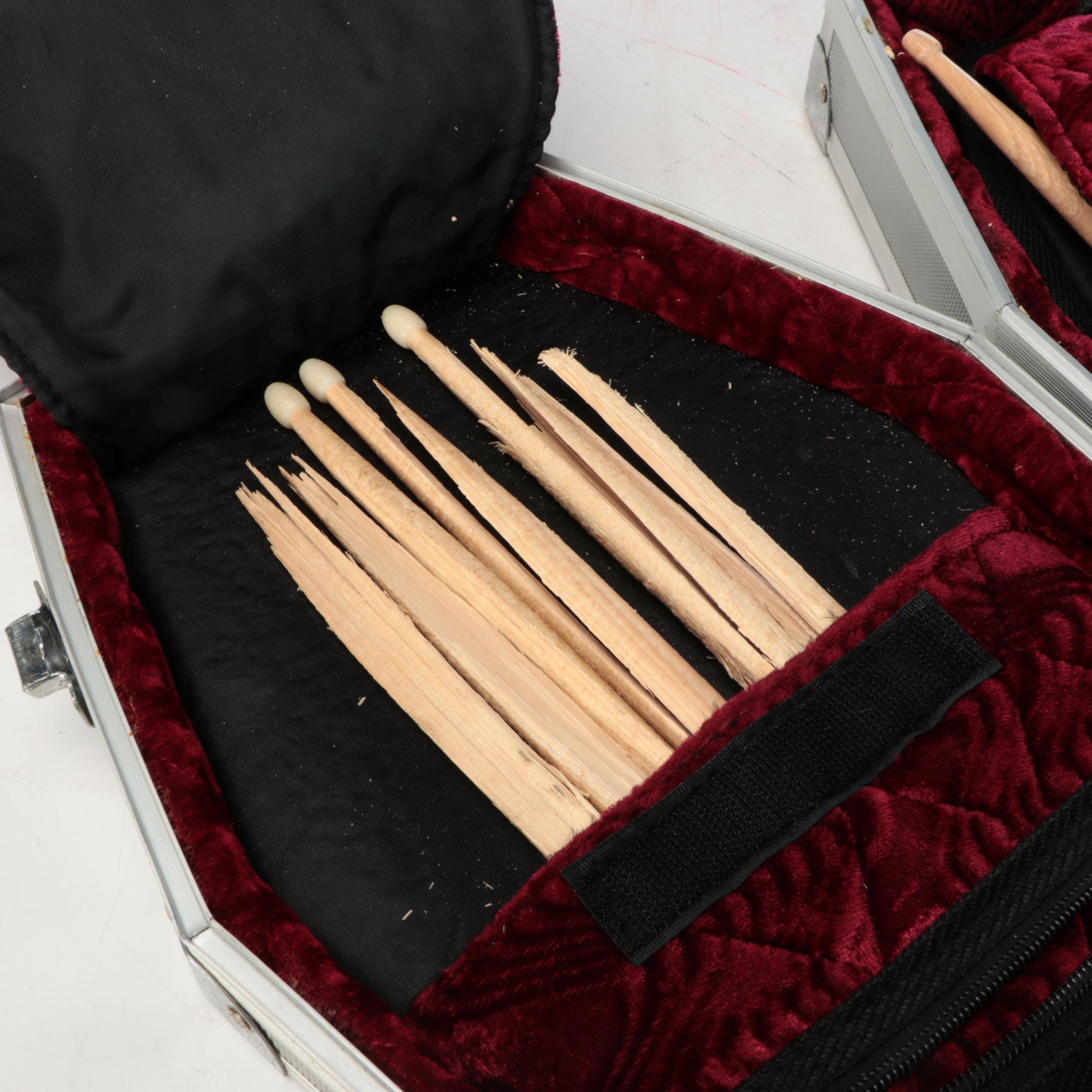 The Coffin Case Aluminum Gear Case with Nova 5A Hickory and More Drumsticks