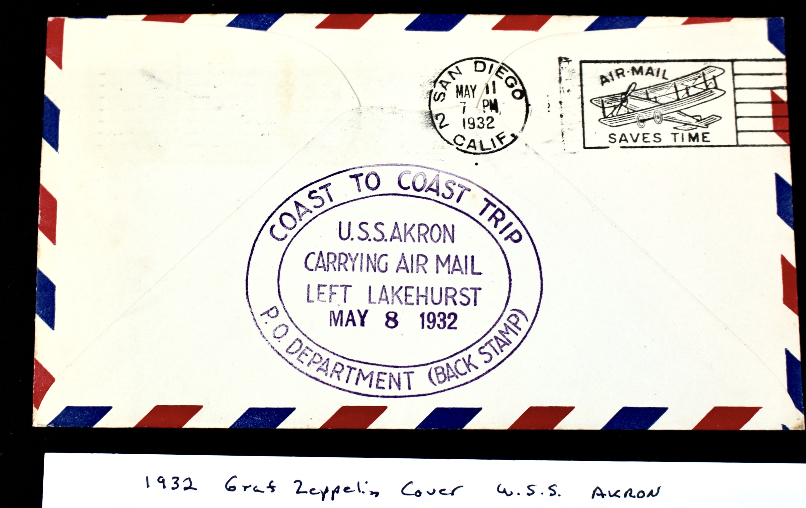 1932 Graf Zeppelin Postal Cover, USS Akron