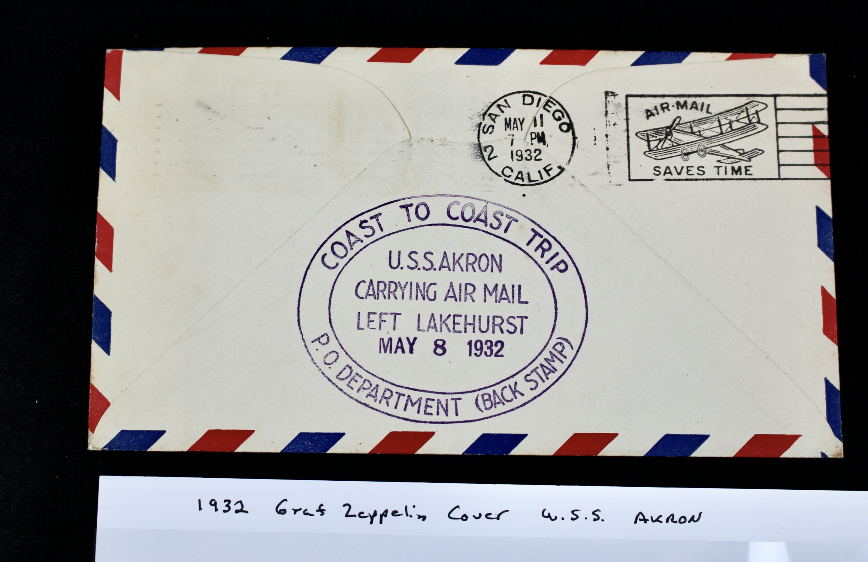 1932 Graf Zeppelin Postal Cover, USS Akron