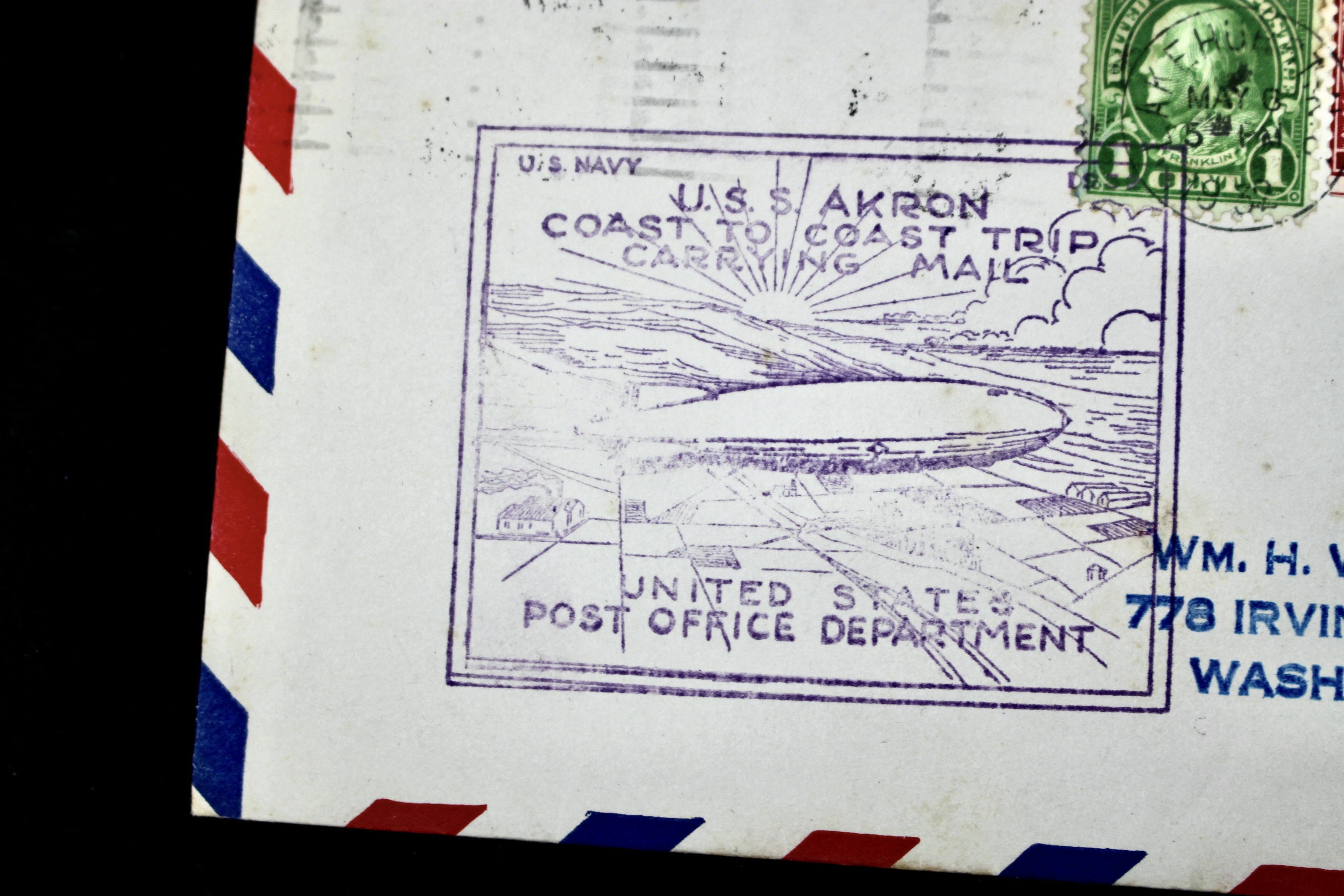 1932 Graf Zeppelin Postal Cover, USS Akron