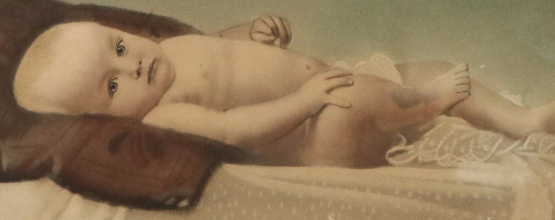 Hand-Colored Collotype of Infant, Late 19th Century