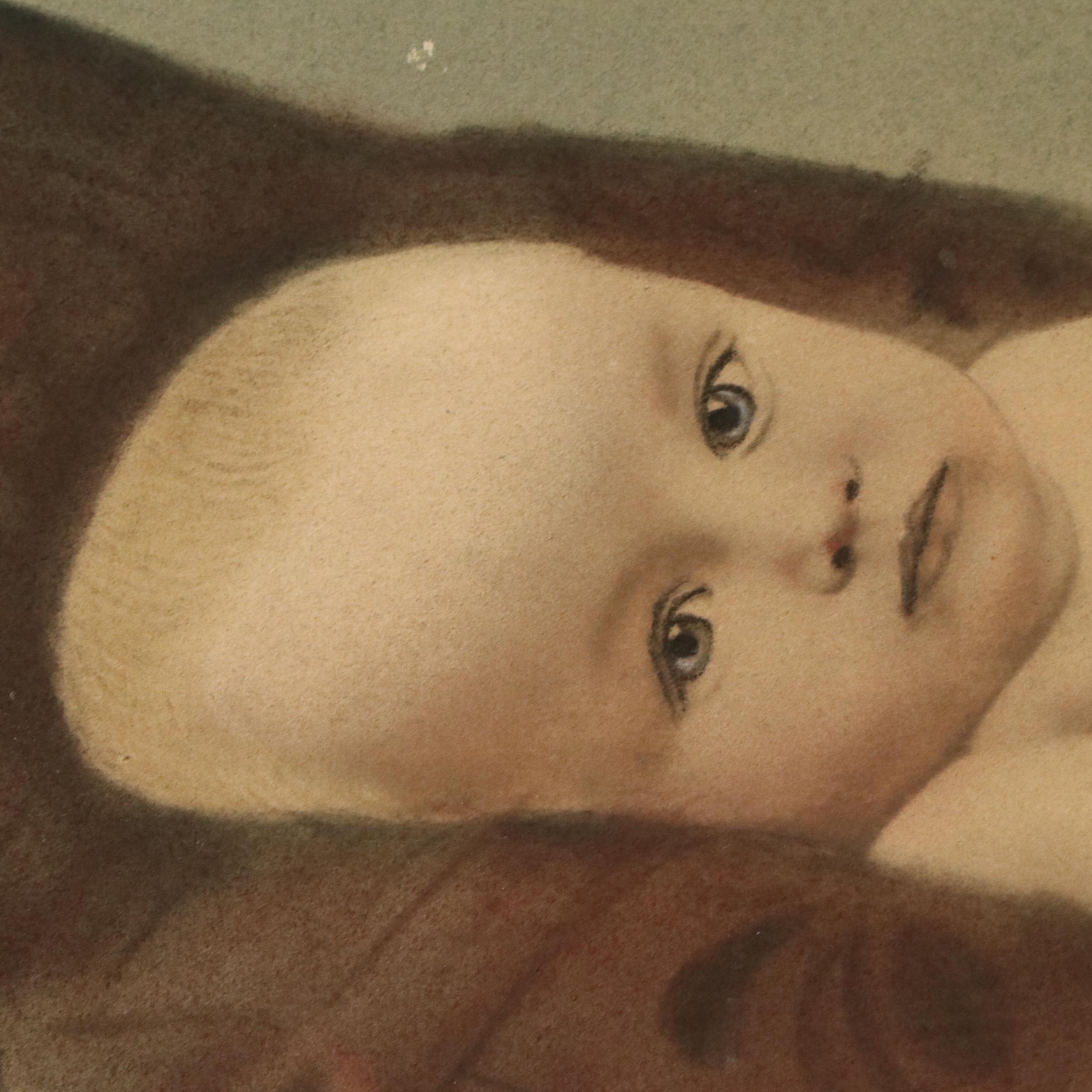 Hand-Colored Collotype of Infant, Late 19th Century