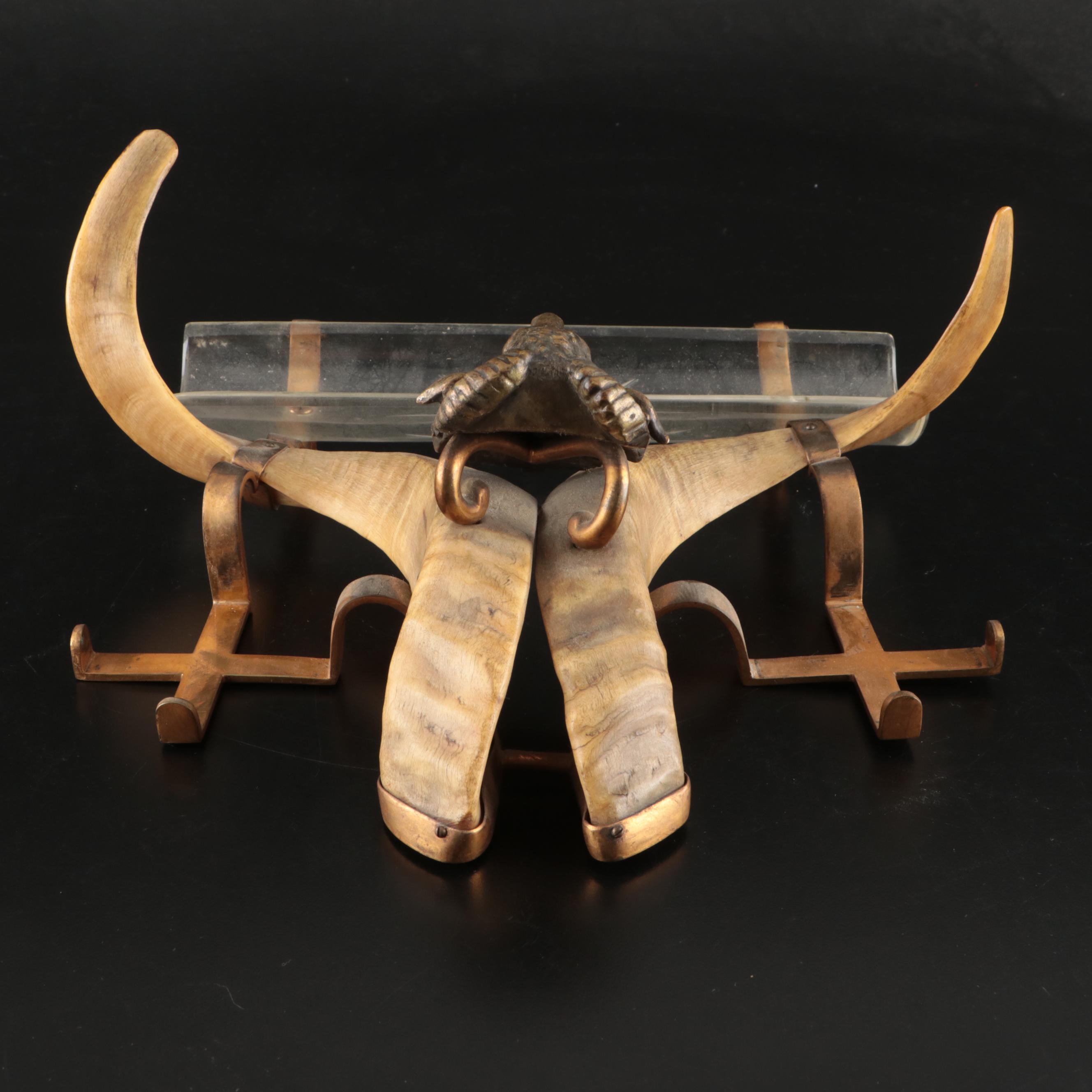 Bacchus Ram's Head and Horn Double Inkstand, Late 19th Century