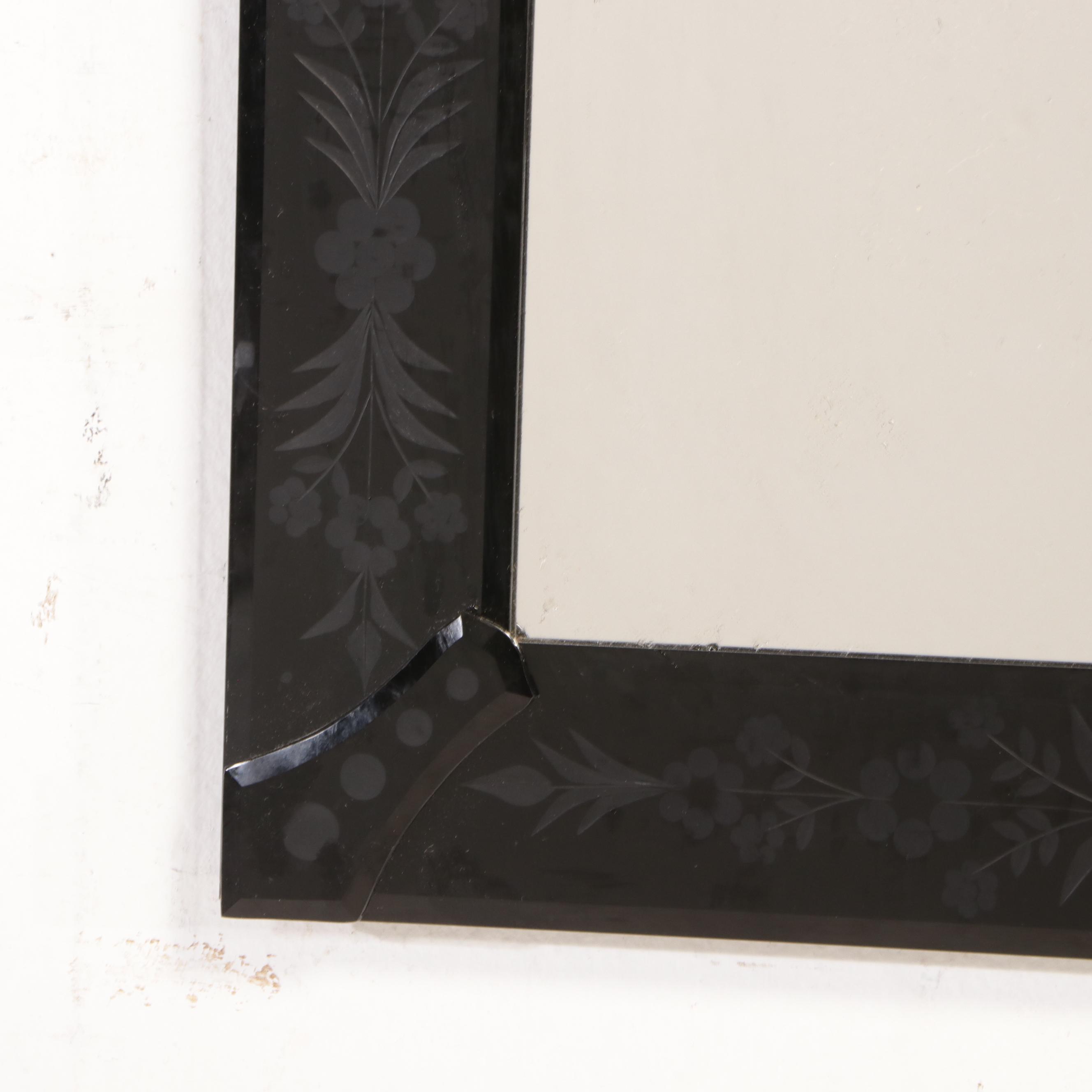 Venetian Style Black Glass Framed Wall Mirror