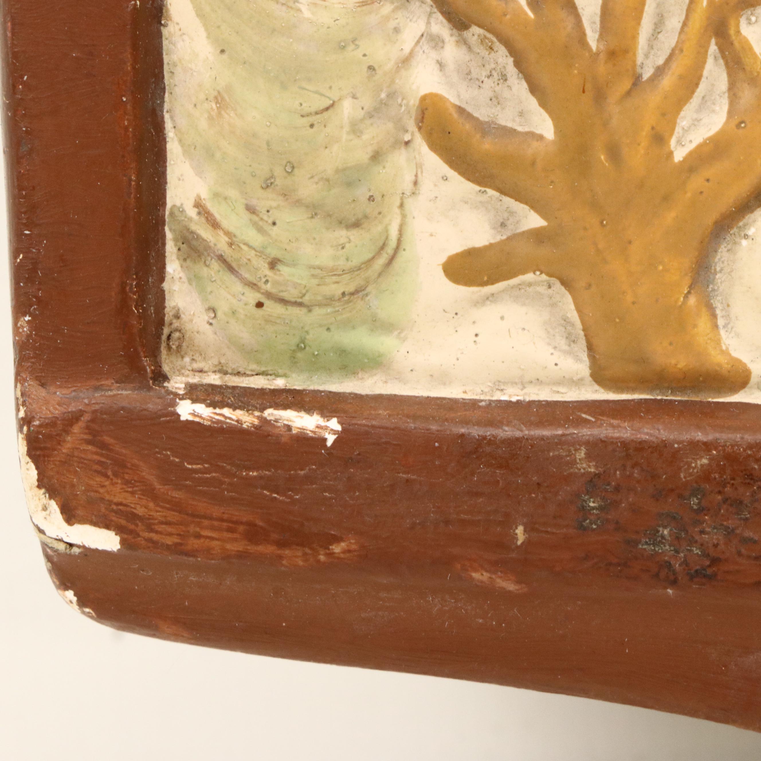 Cast Plaster Plaque of Parrot Eating Treetop Berries