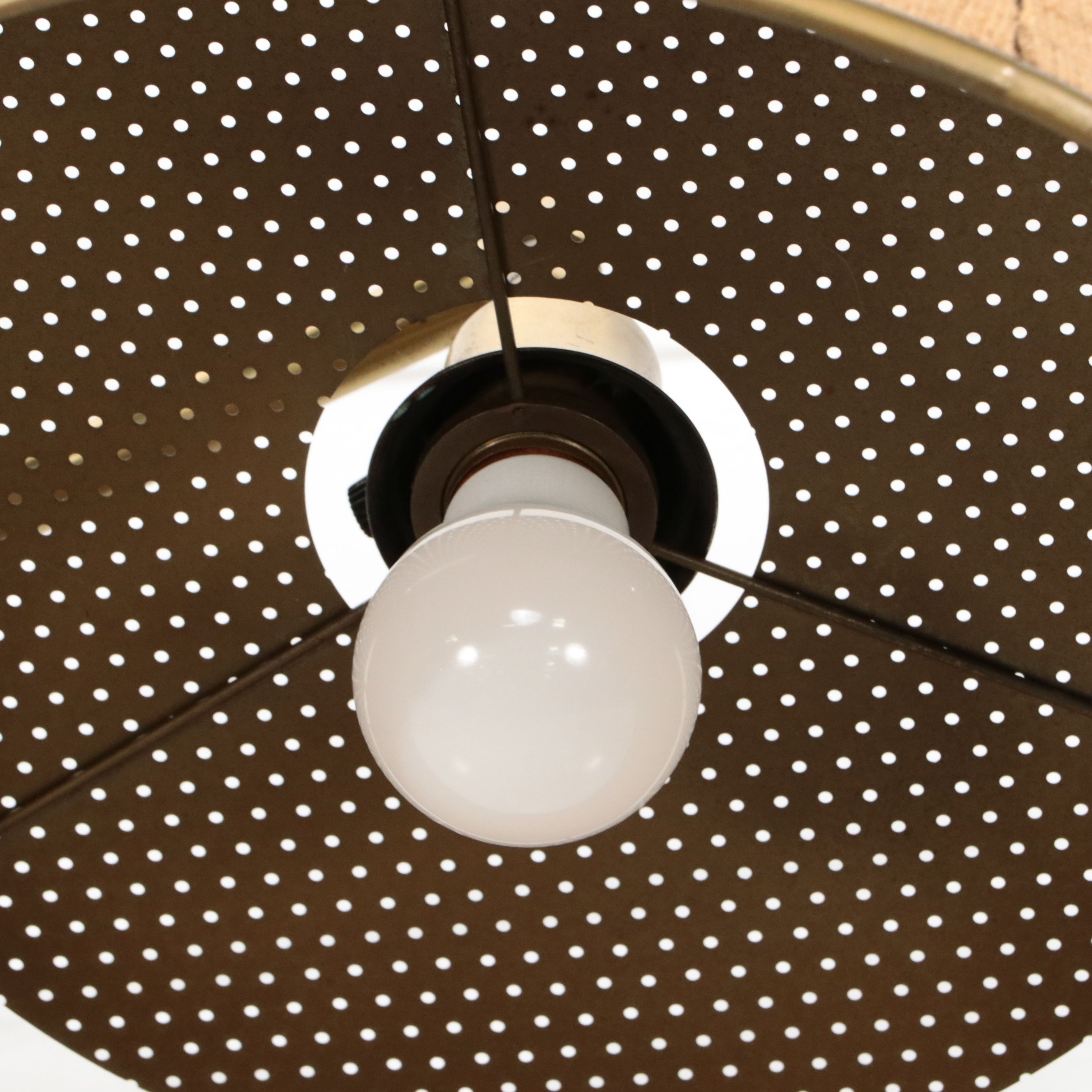 Postmodern Style Brass Cantilever Floor Lamp with Linen Drum Shade