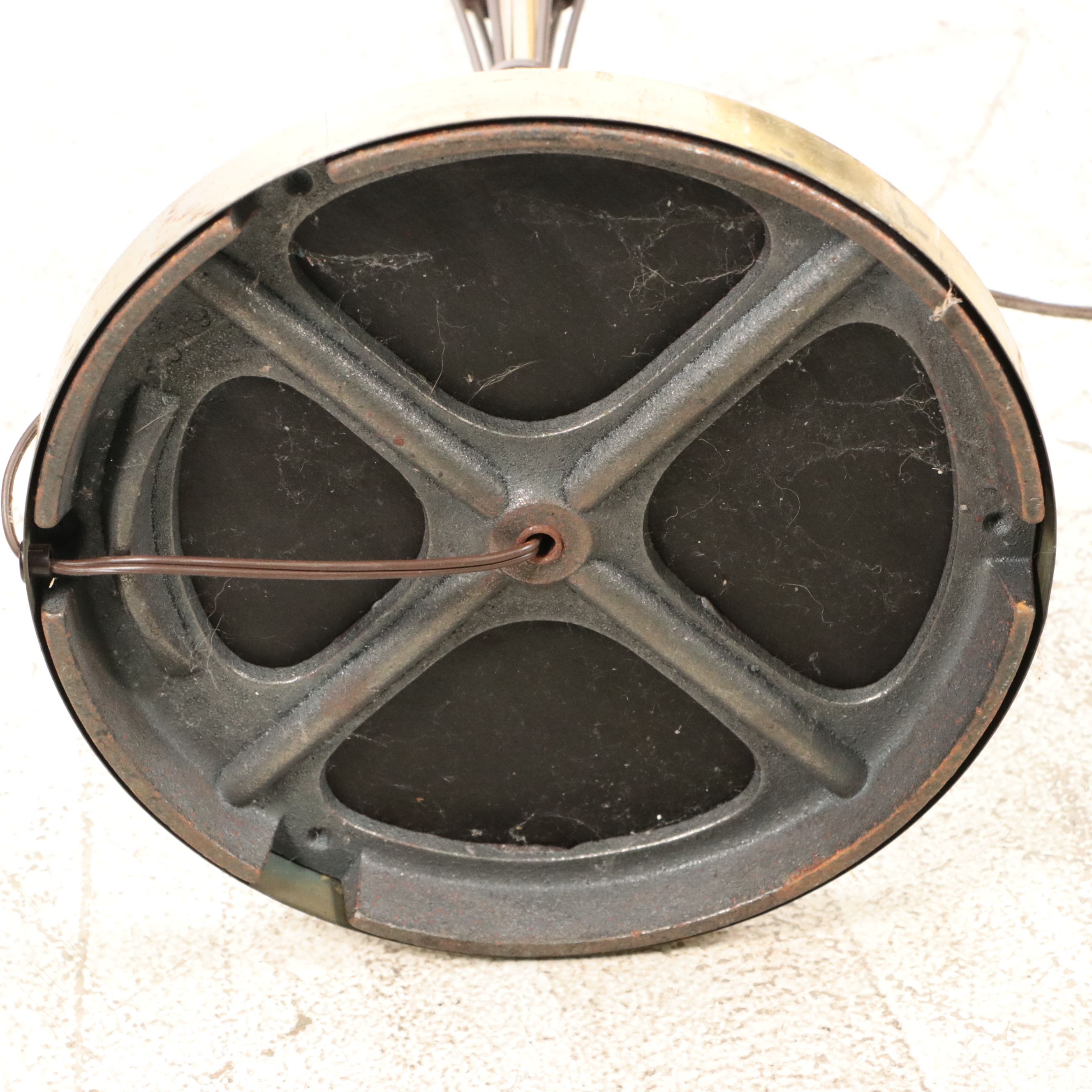 Postmodern Style Brass Cantilever Floor Lamp with Linen Drum Shade