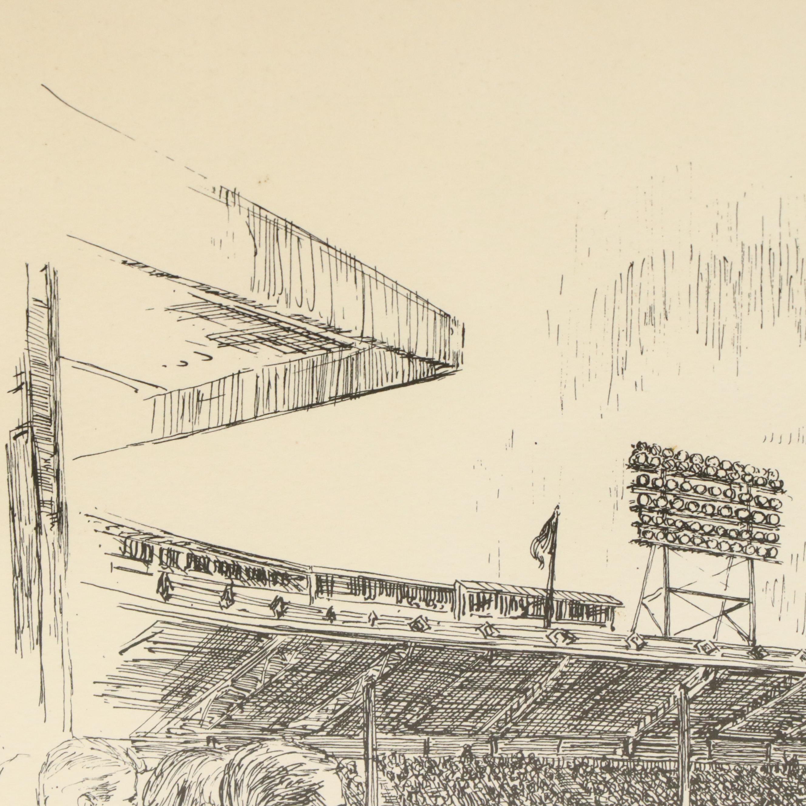 After George Williams Offset Lithograph "Crosley Field," 1970