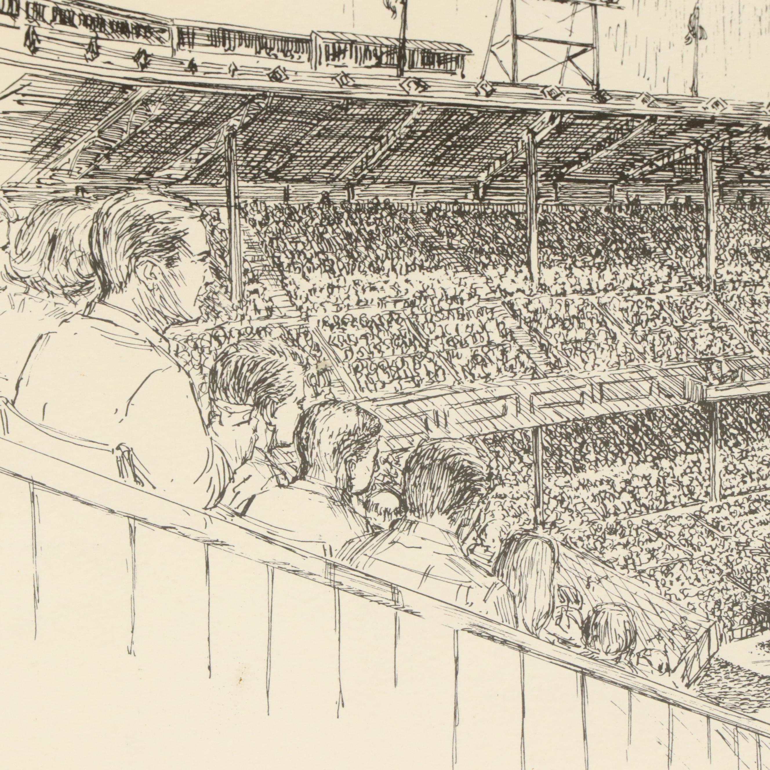 After George Williams Offset Lithograph "Crosley Field," 1970