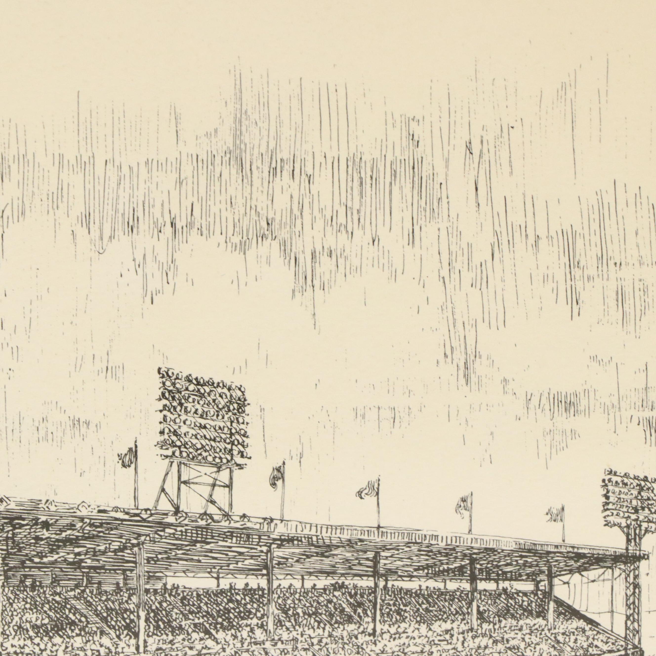 After George Williams Offset Lithograph "Crosley Field," 1970