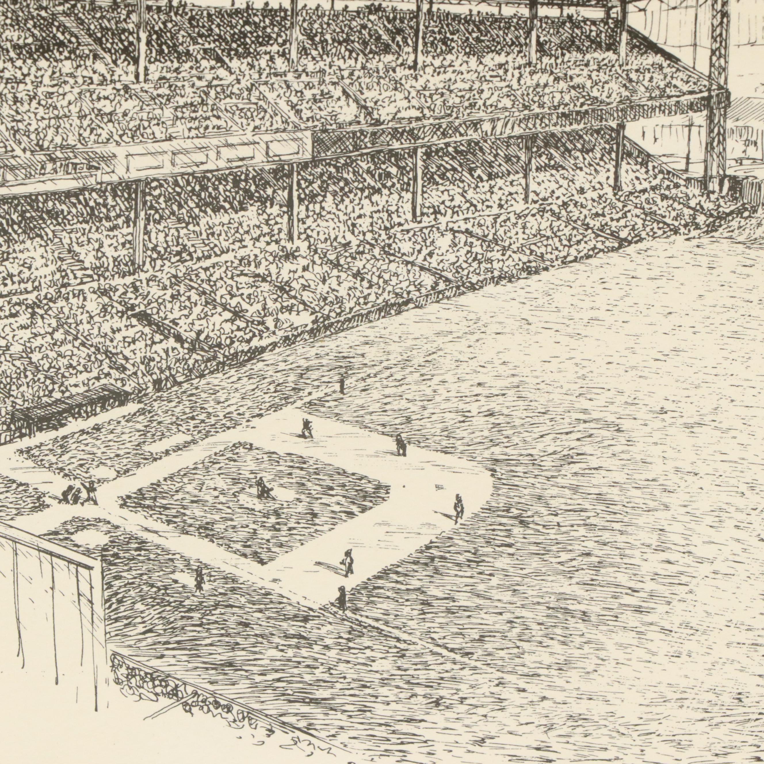 After George Williams Offset Lithograph "Crosley Field," 1970