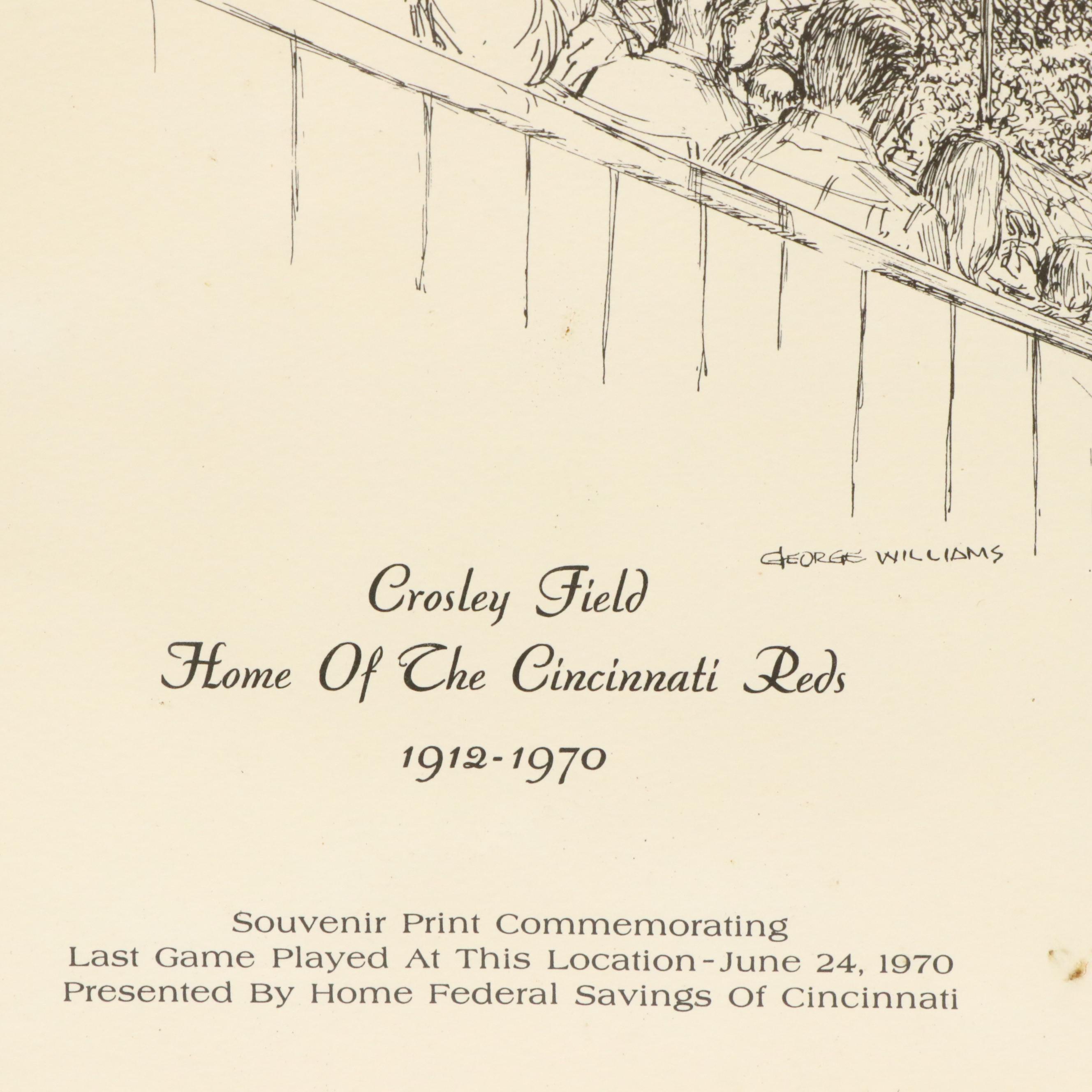 After George Williams Offset Lithograph "Crosley Field," 1970