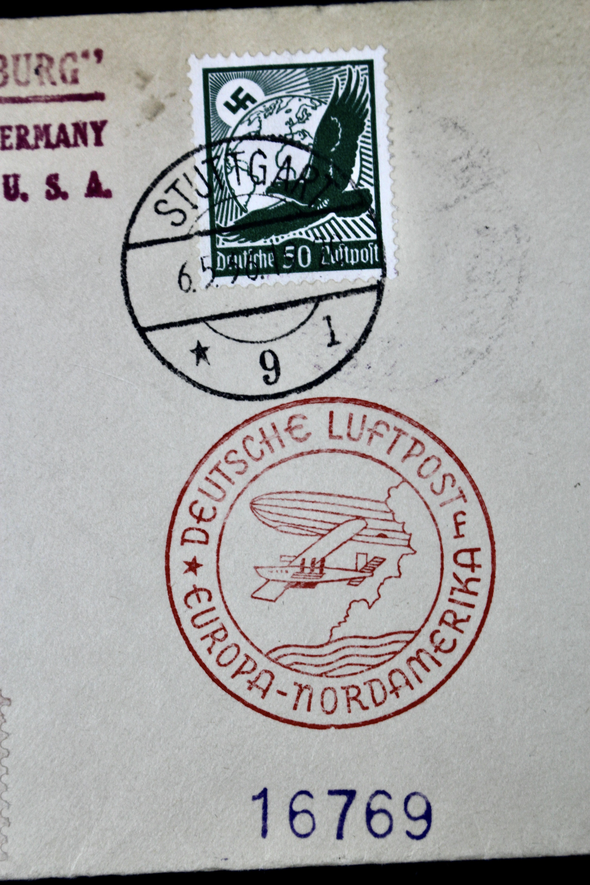 1936 Hindenburg Graf Zeppelin Registered Postal Cover