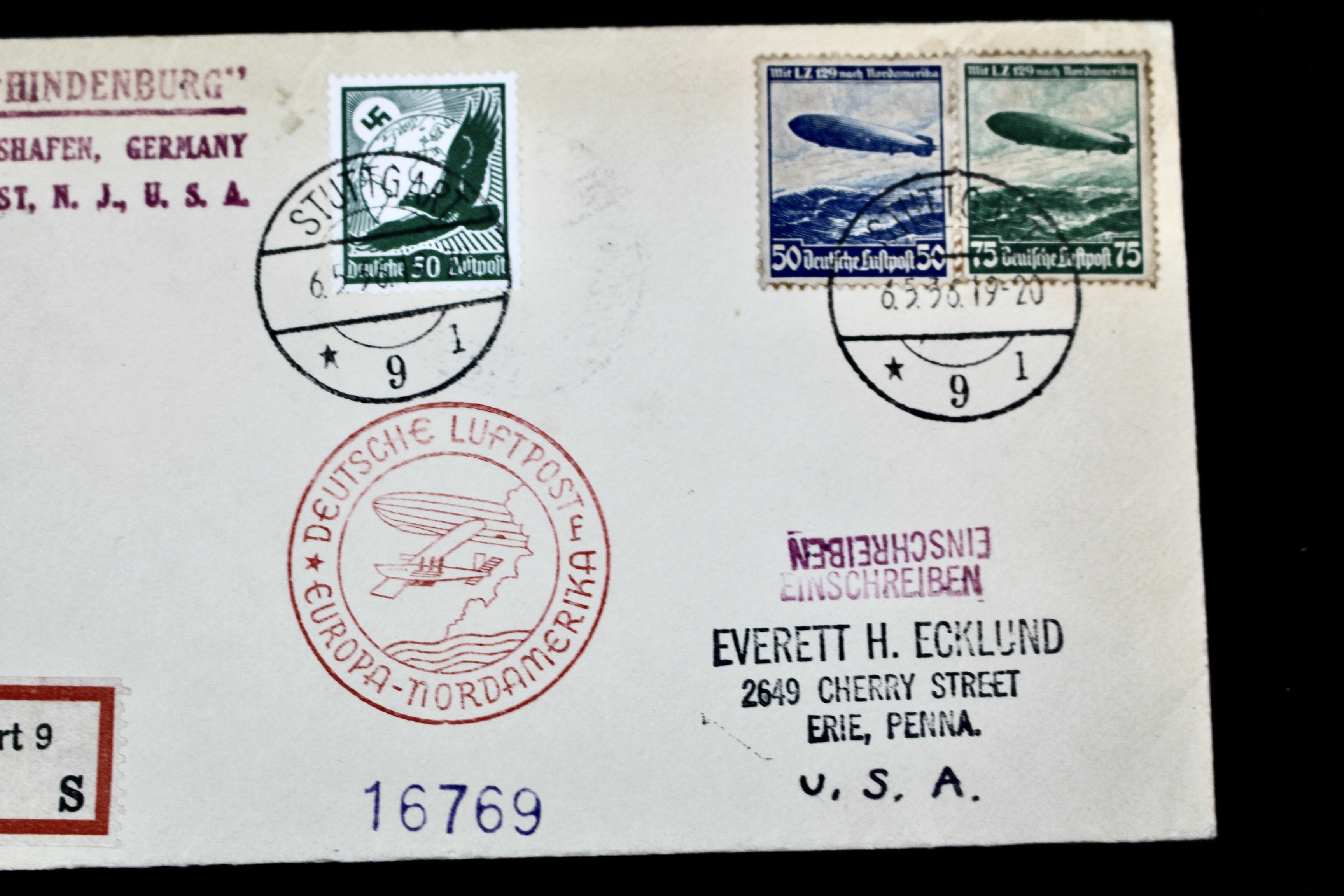 1936 Hindenburg Graf Zeppelin Registered Postal Cover
