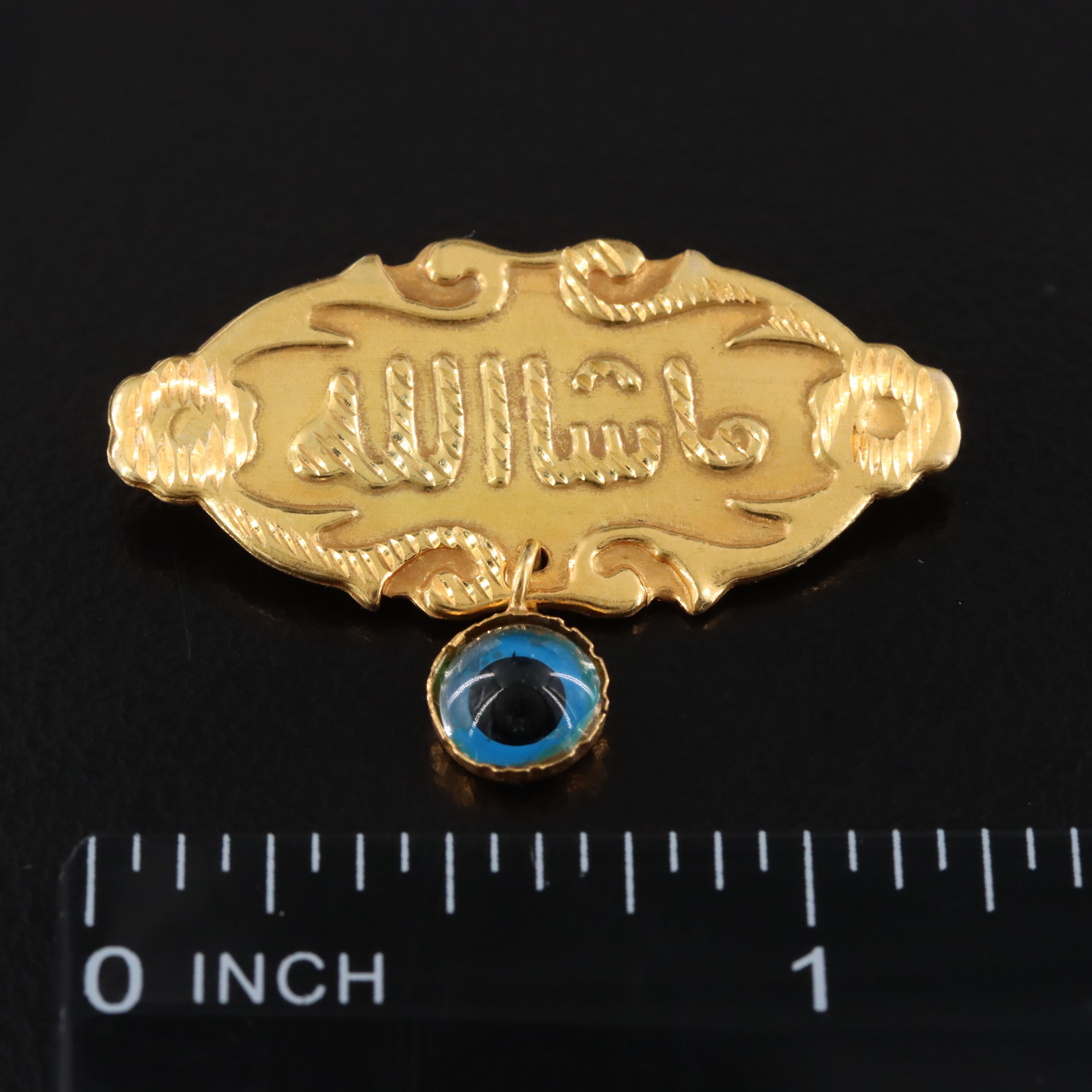 14K Glass Evil Eye Pin