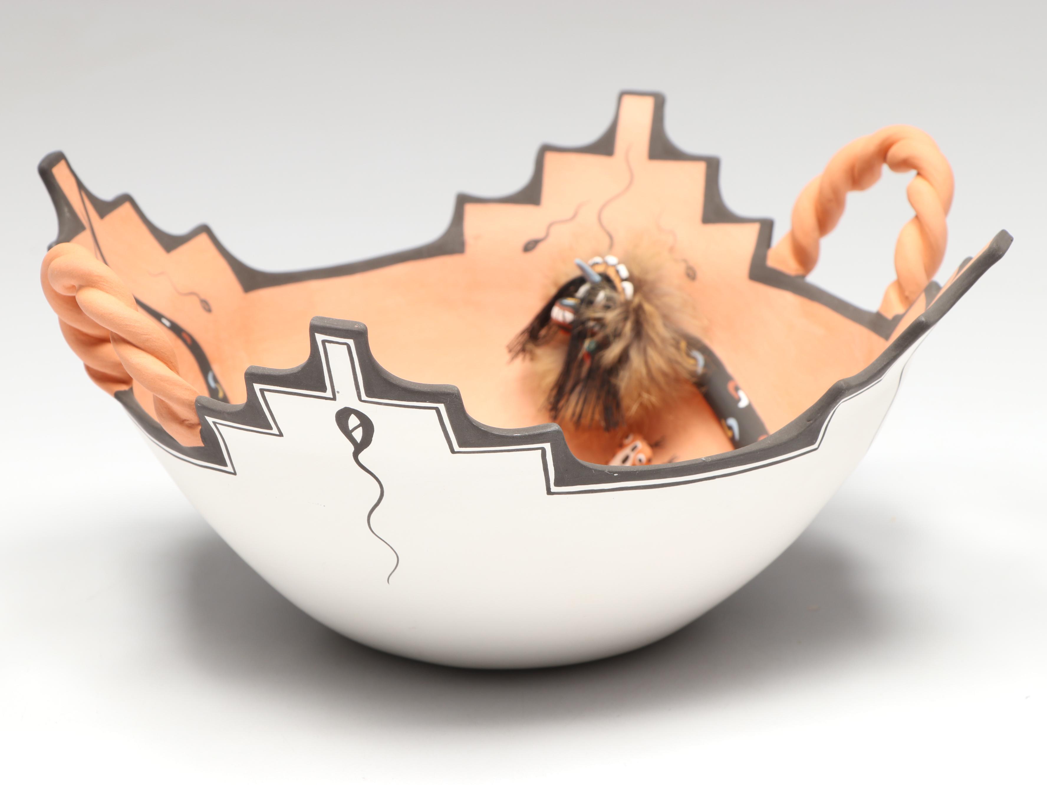 Marcus Homer Zuni Pueblo Sculptural Bowl with Frogs and Snake, 1998