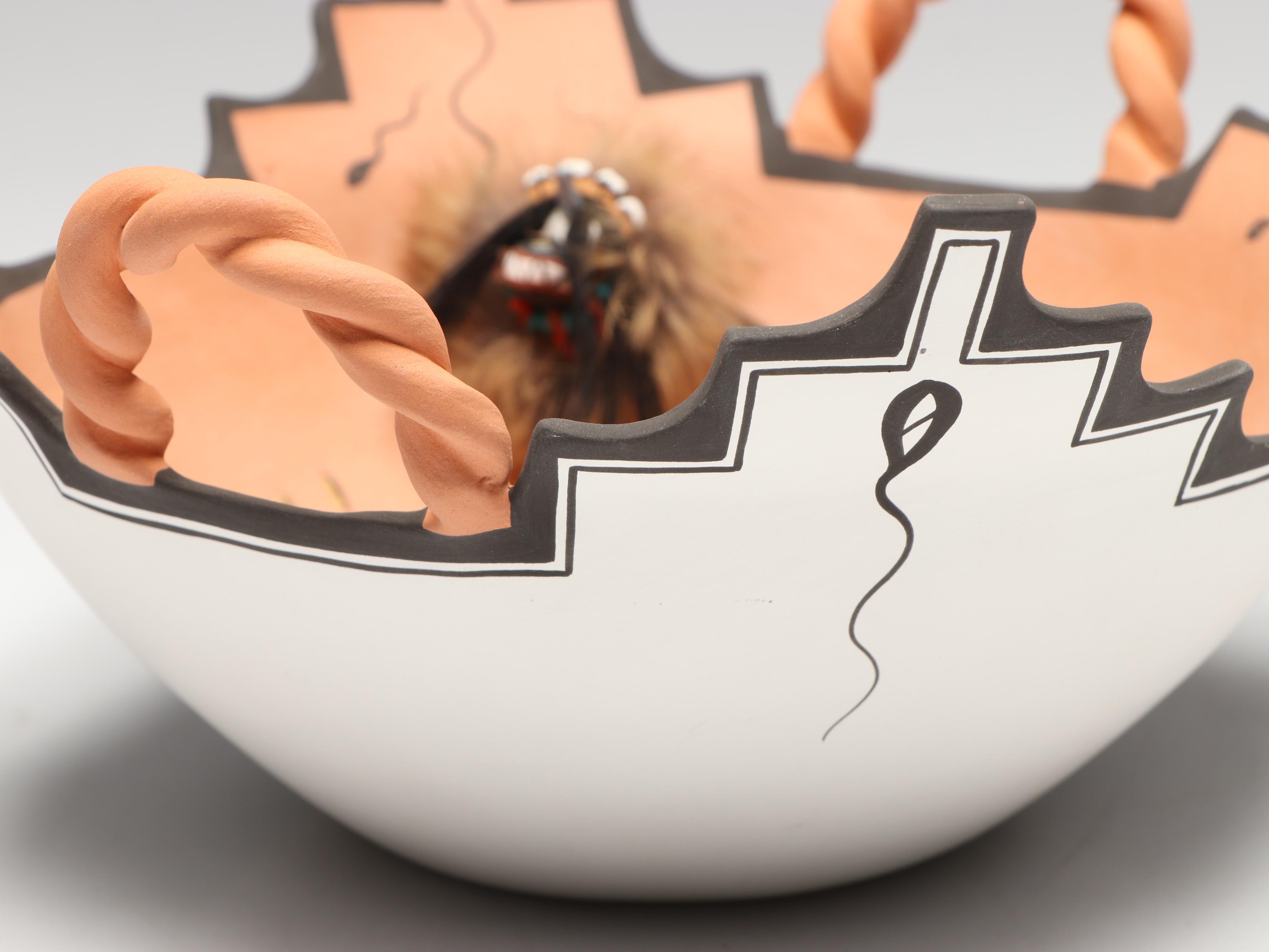 Marcus Homer Zuni Pueblo Sculptural Bowl with Frogs and Snake, 1998