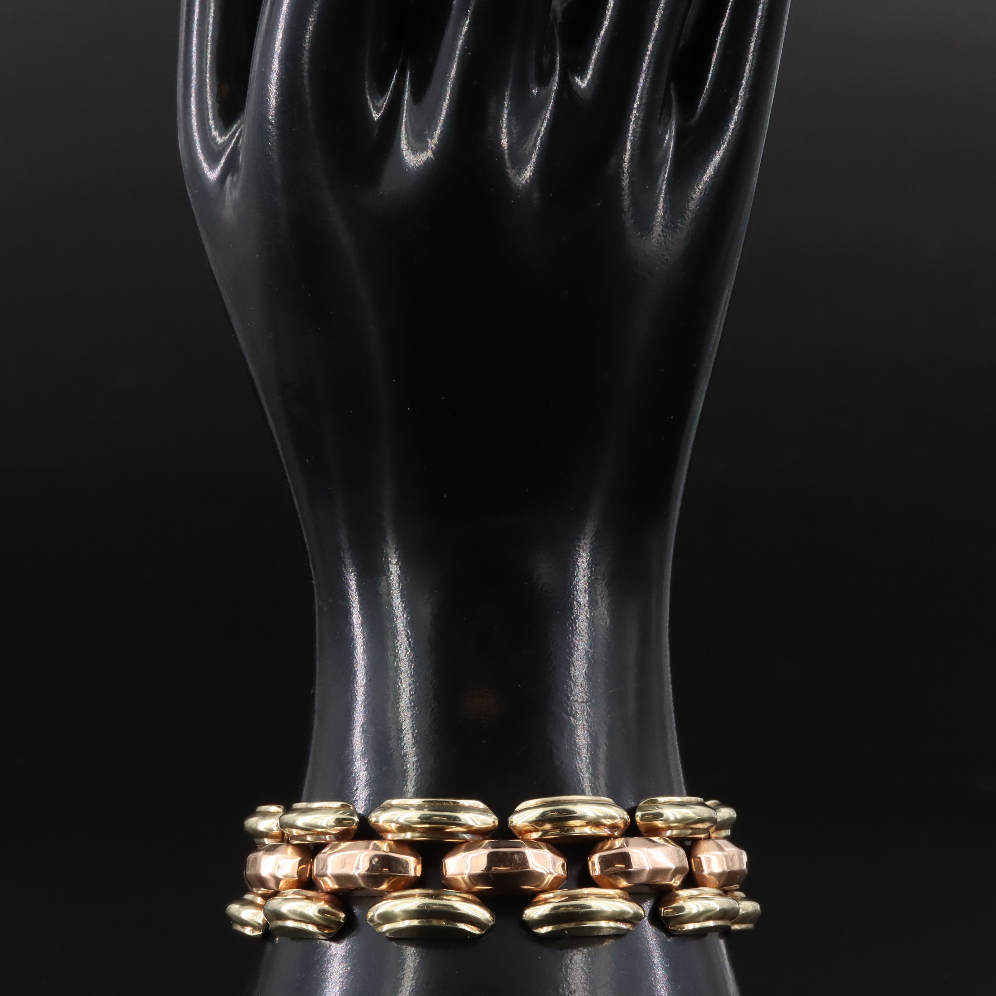 14K Panther Chain Bracelet with Rose Gold Accents