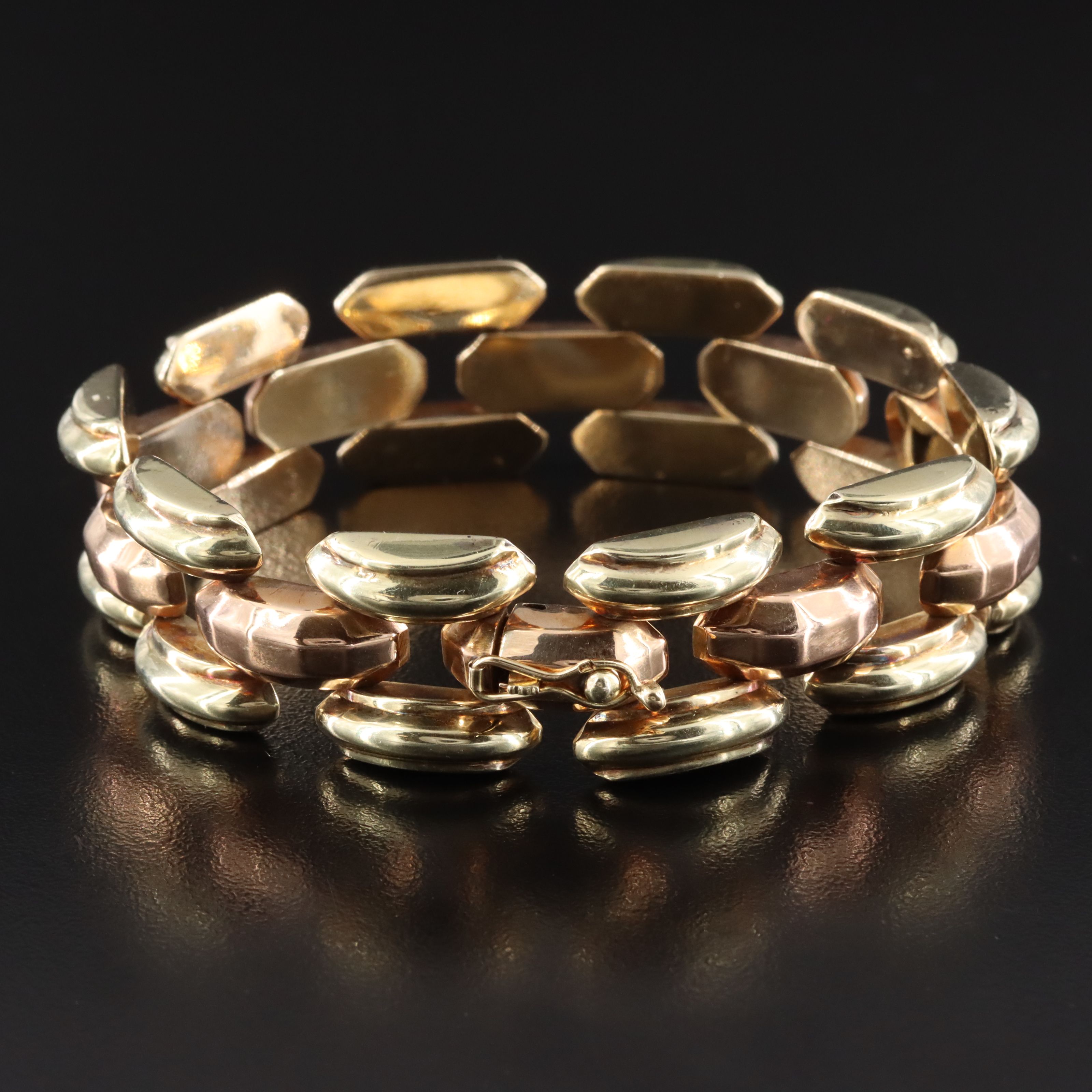 14K Panther Chain Bracelet with Rose Gold Accents