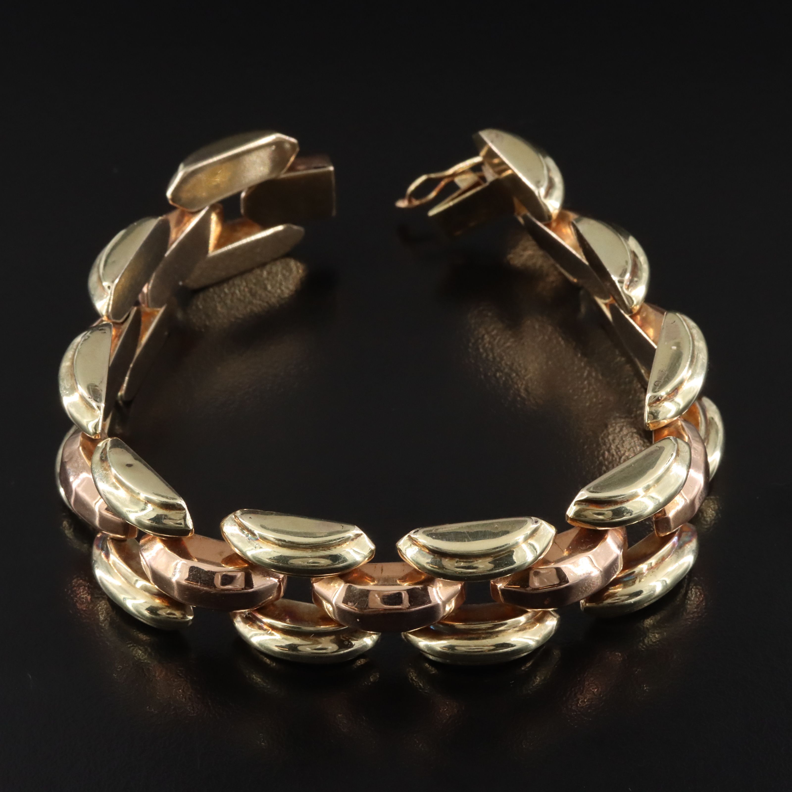 14K Panther Chain Bracelet with Rose Gold Accents