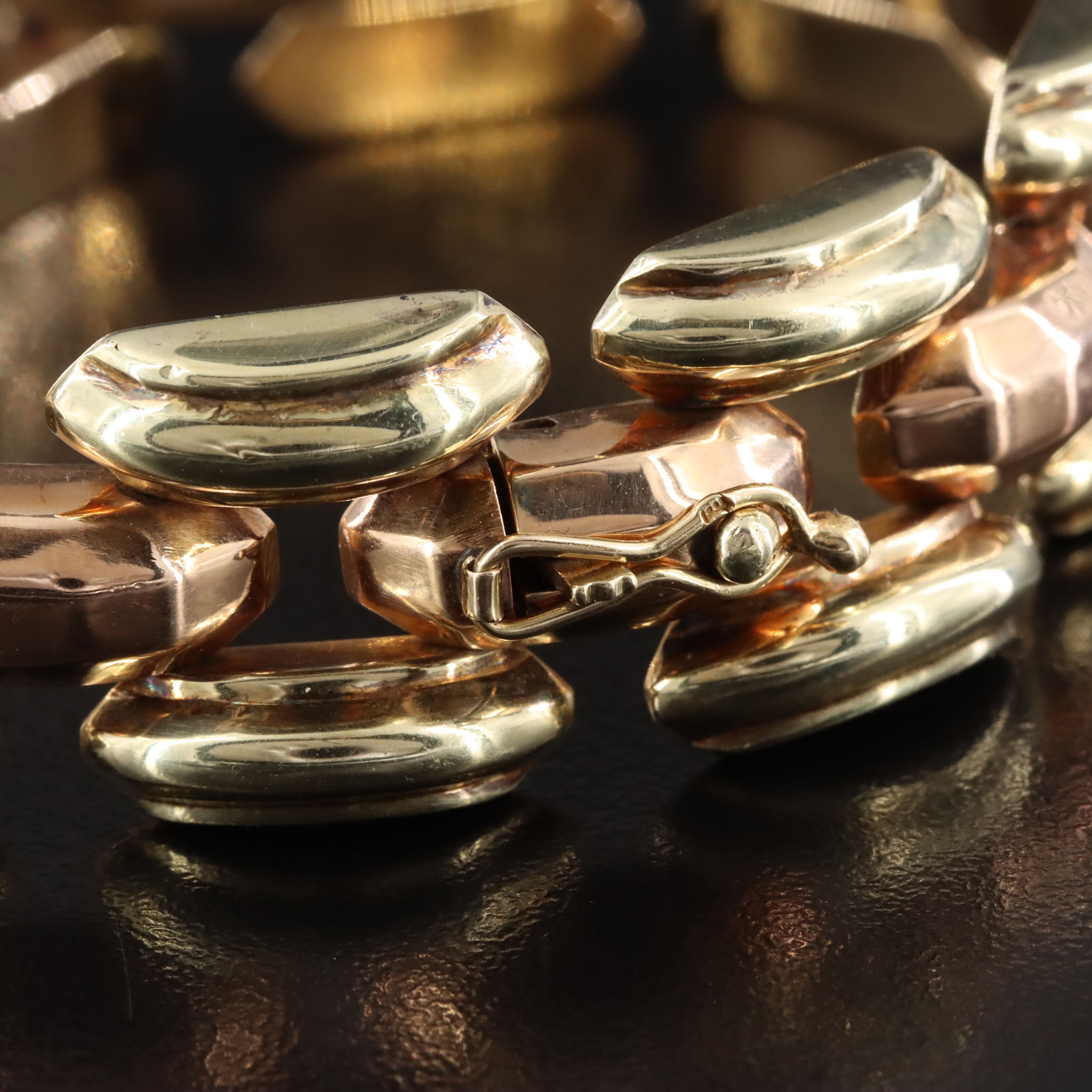 14K Panther Chain Bracelet with Rose Gold Accents