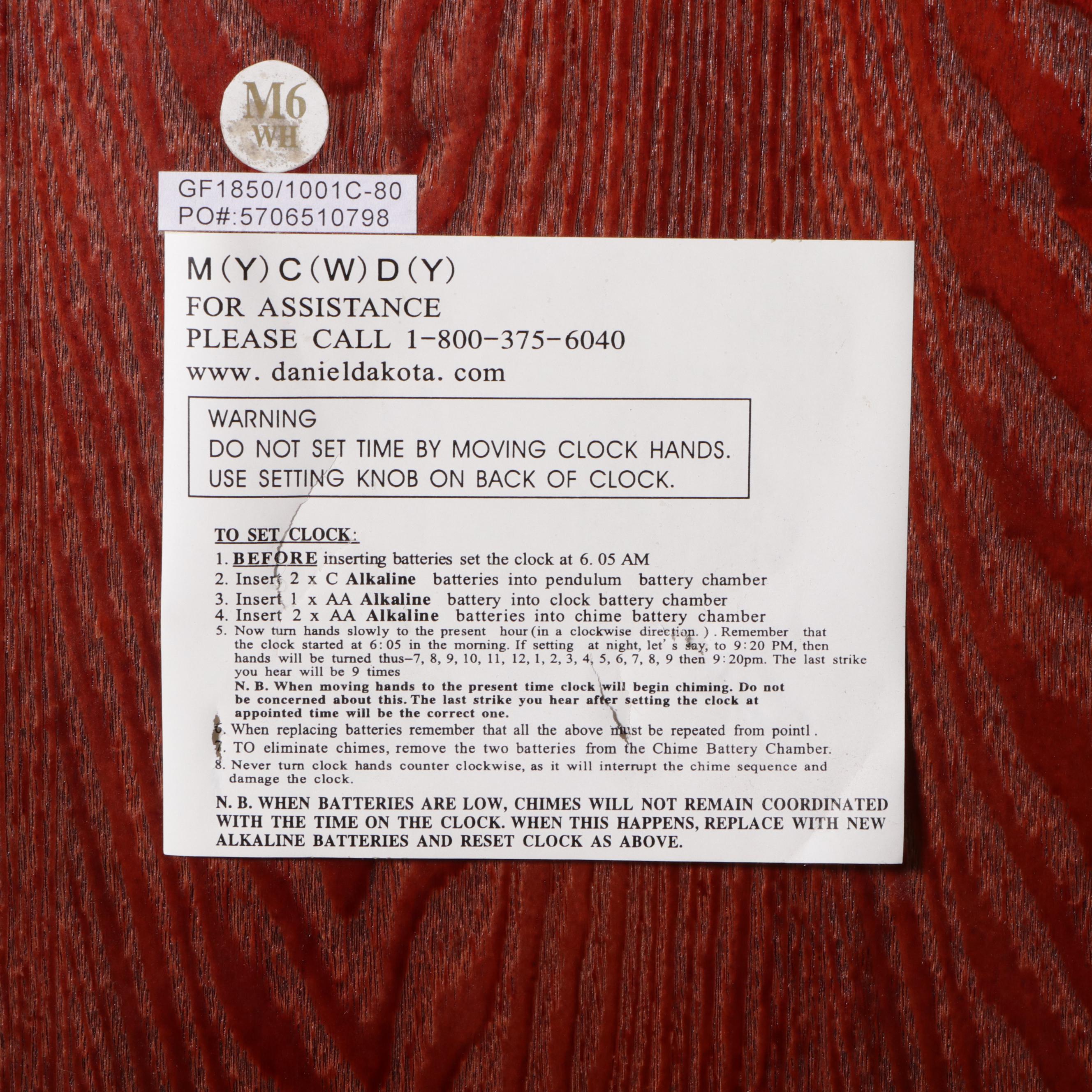 Daniel Dakota Mahogany Finish Grandfather Clock