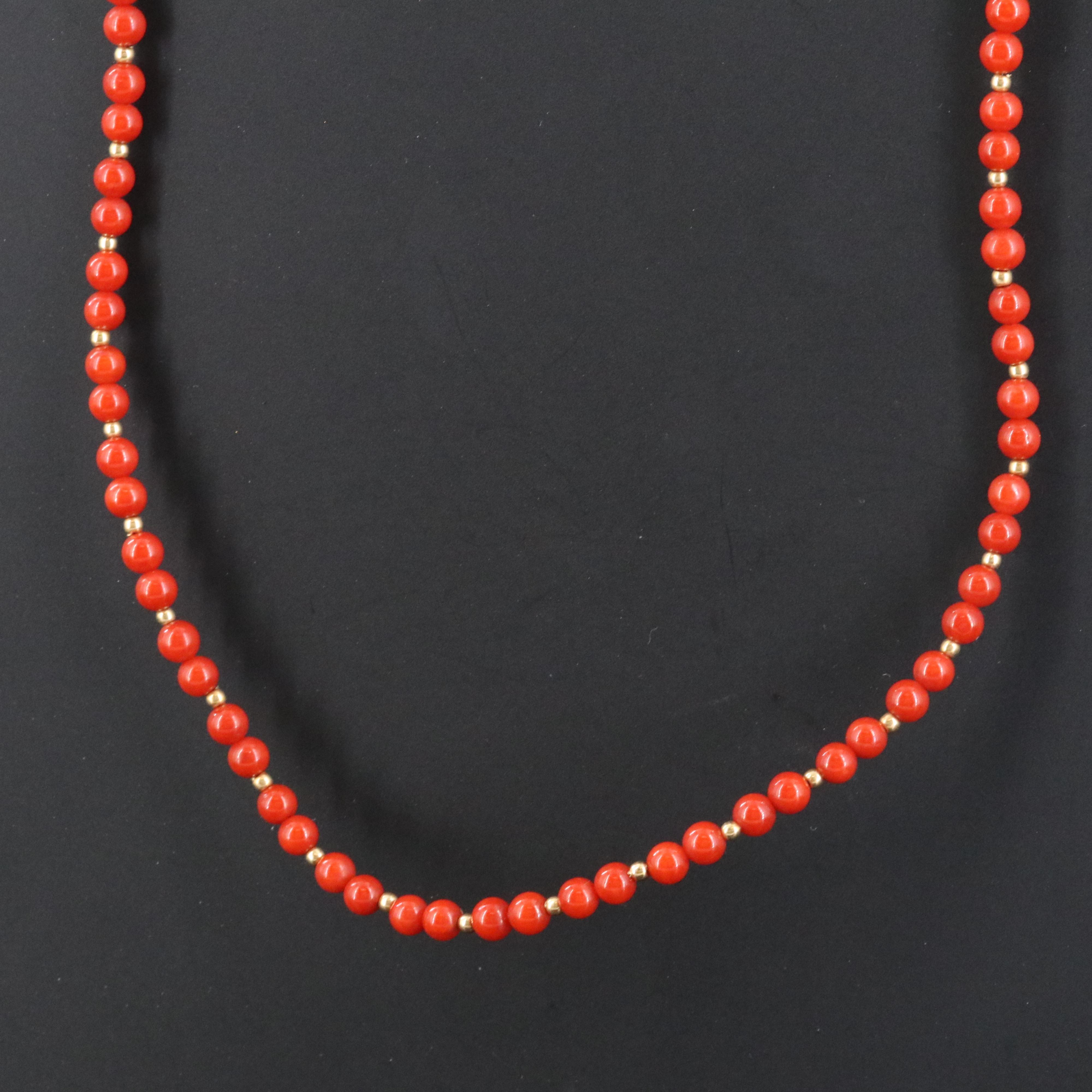 18K Coral Bead Necklace