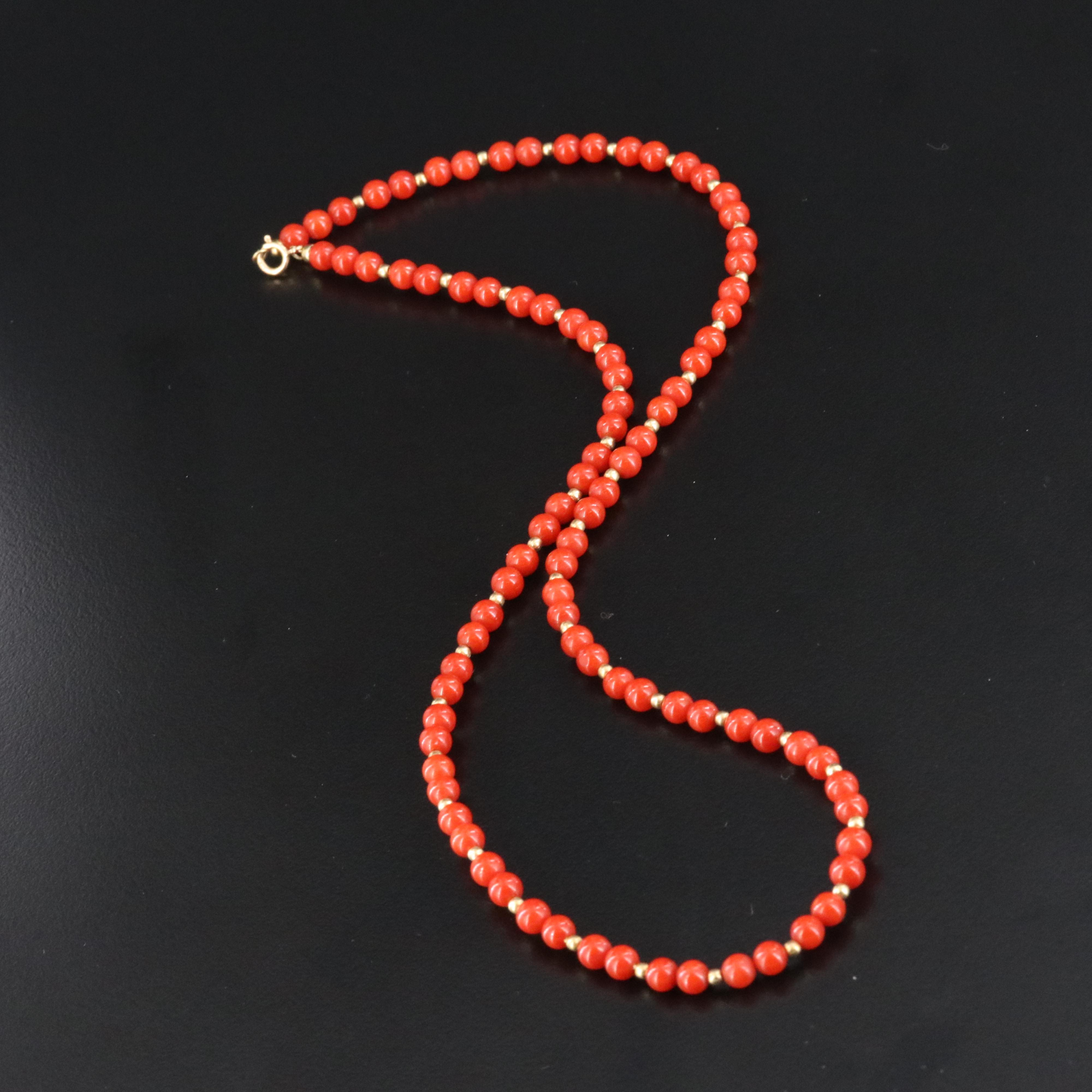 18K Coral Bead Necklace