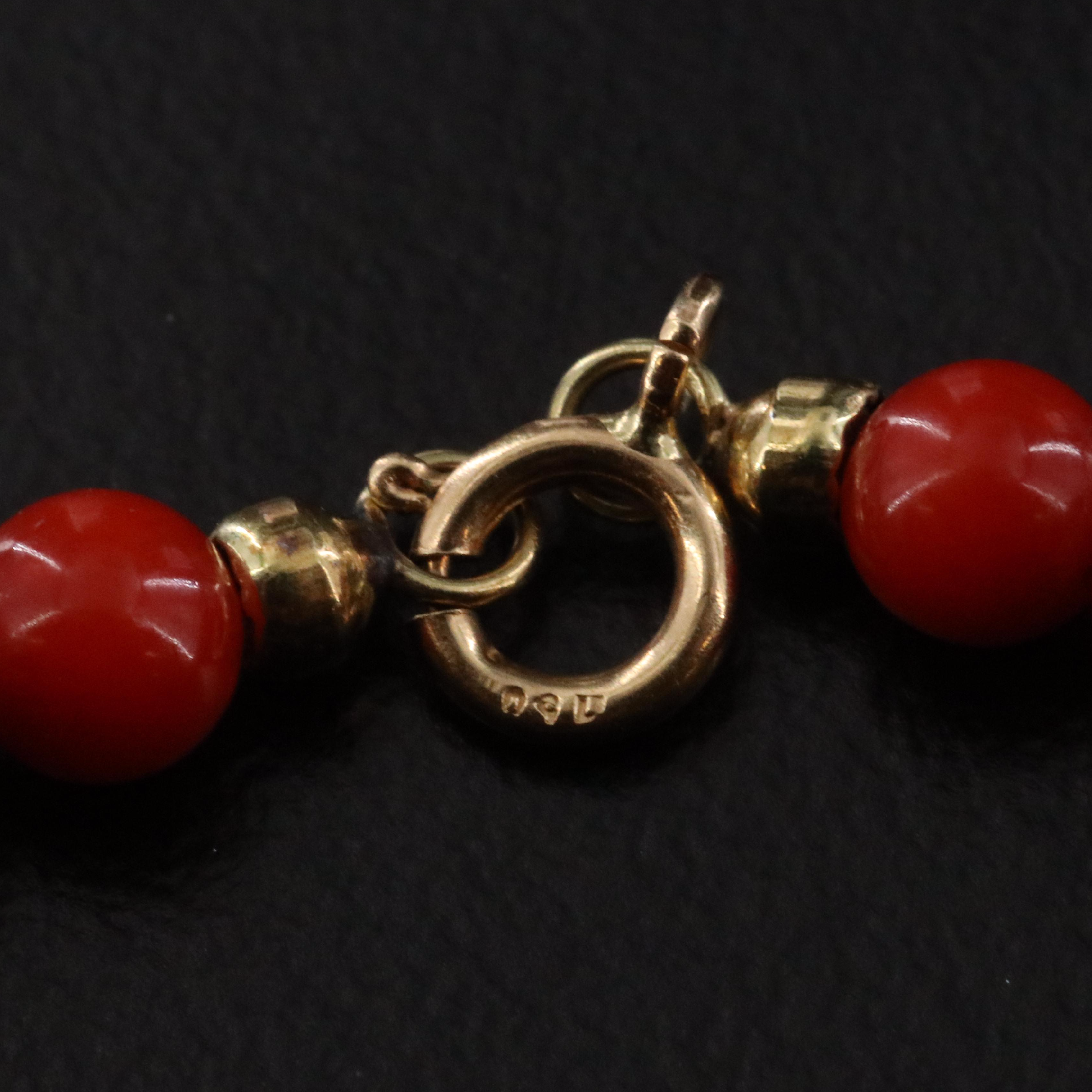 18K Coral Bead Necklace