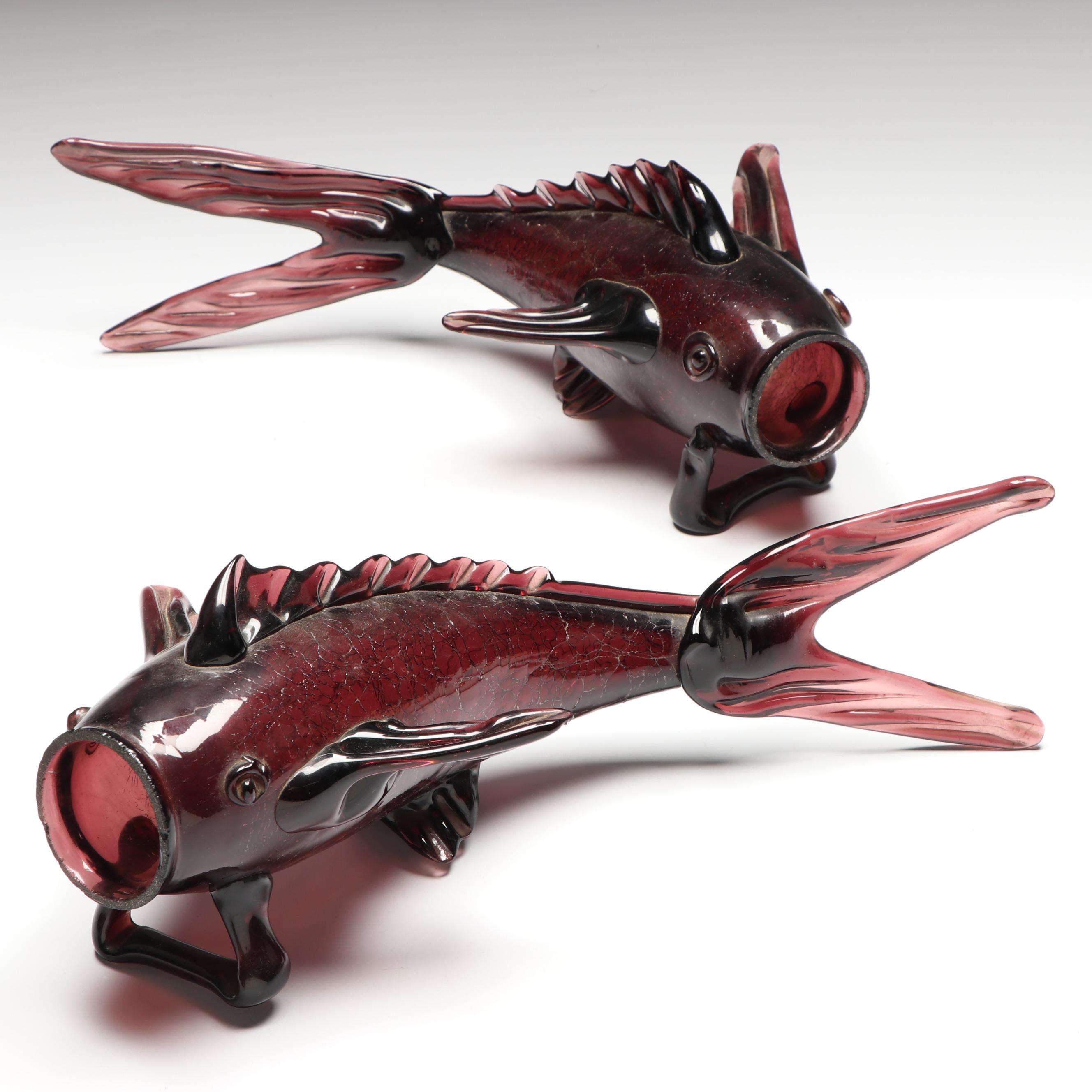 Mid Century Japanese Style Blown Art Glass Fish