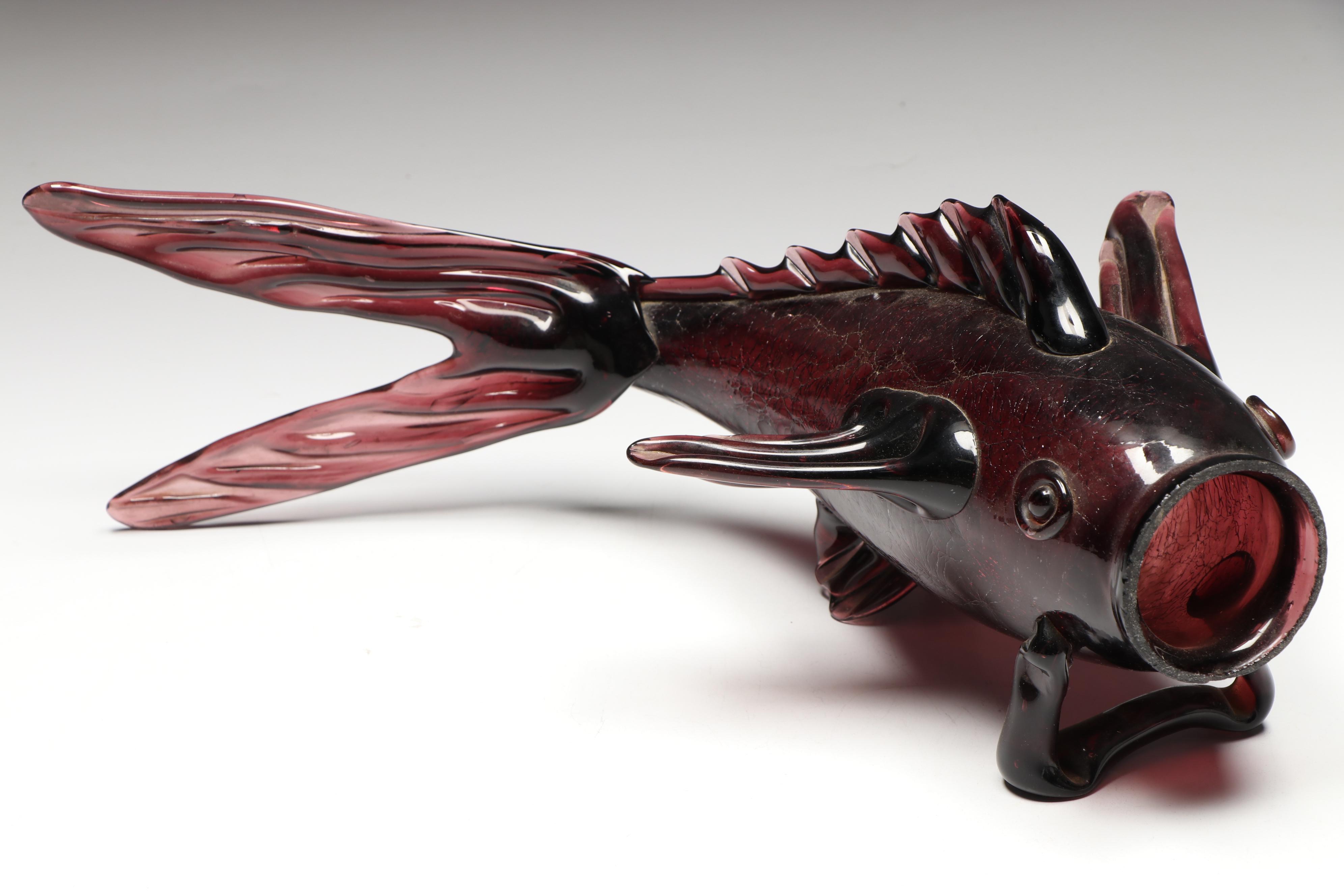 Mid Century Japanese Style Blown Art Glass Fish