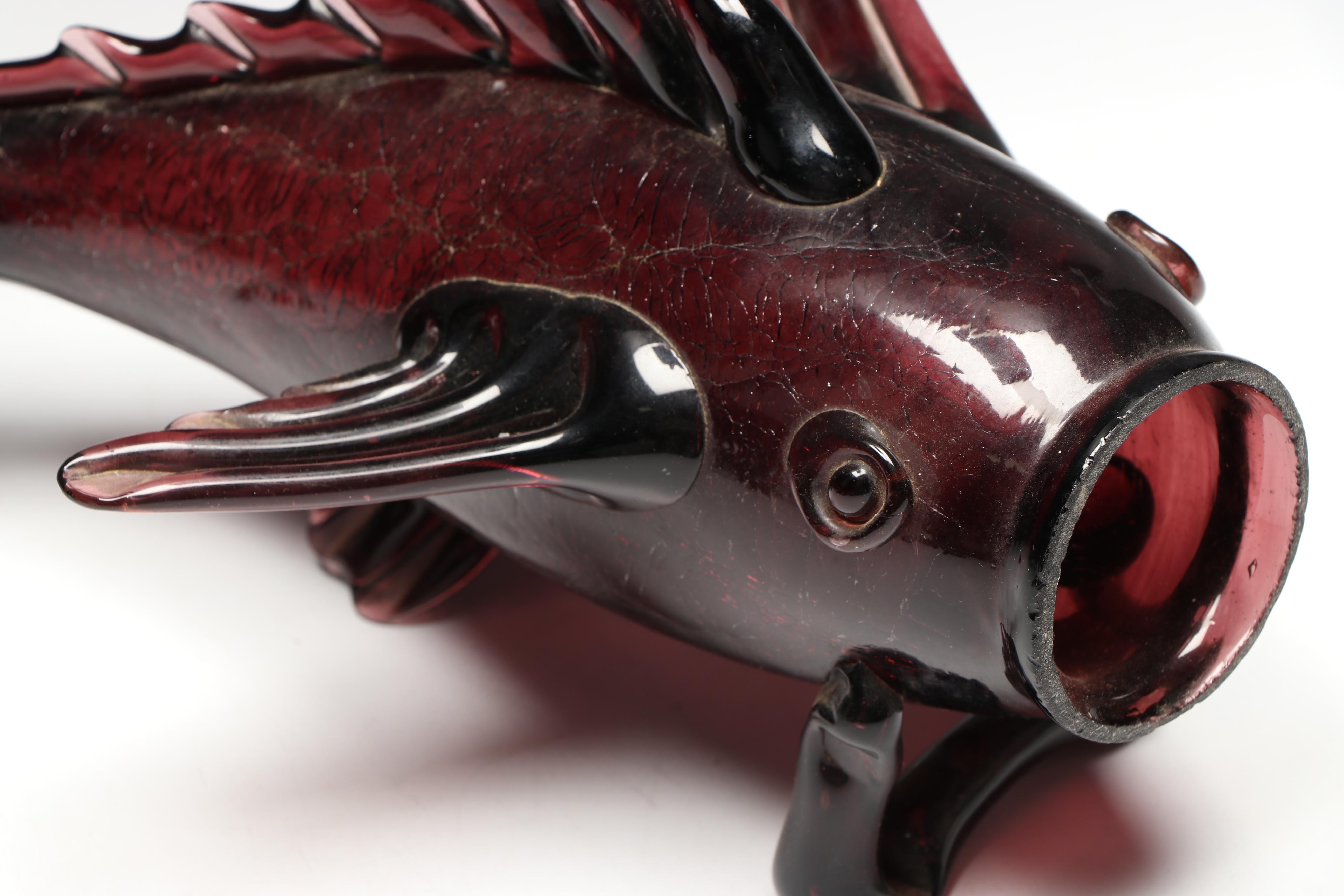 Mid Century Japanese Style Blown Art Glass Fish