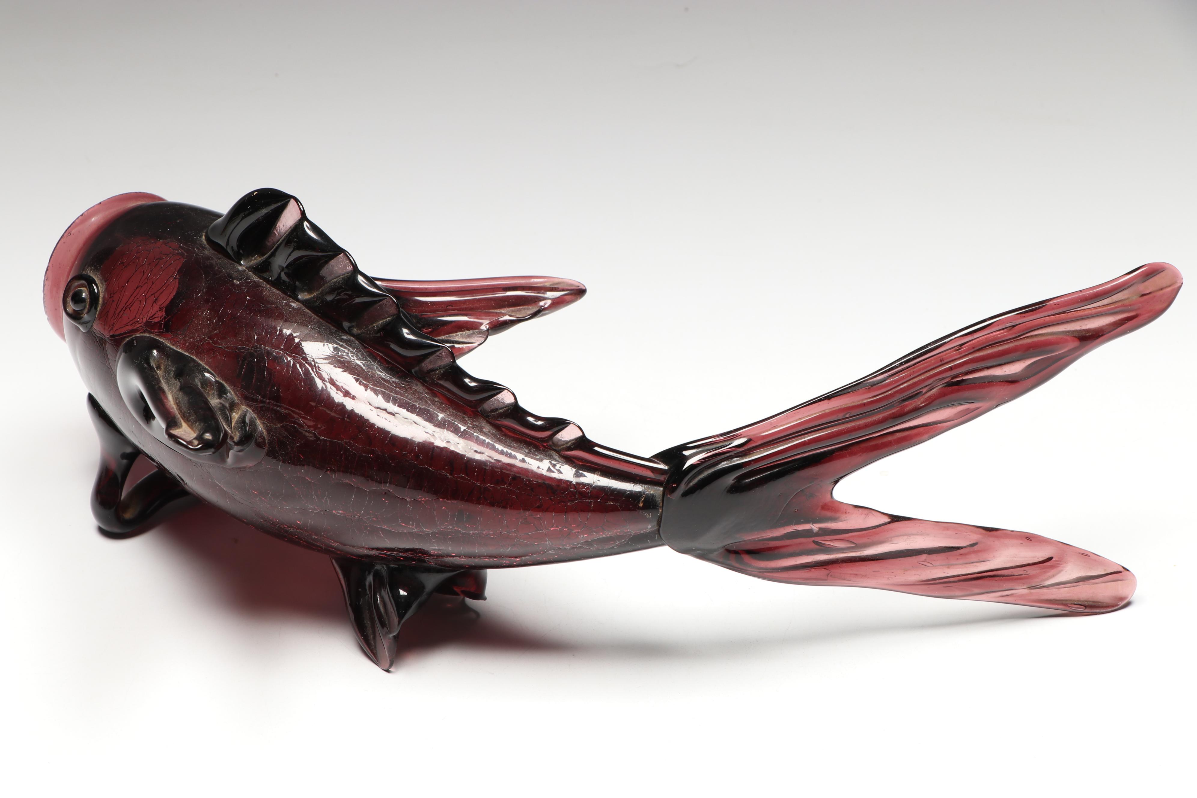 Mid Century Japanese Style Blown Art Glass Fish