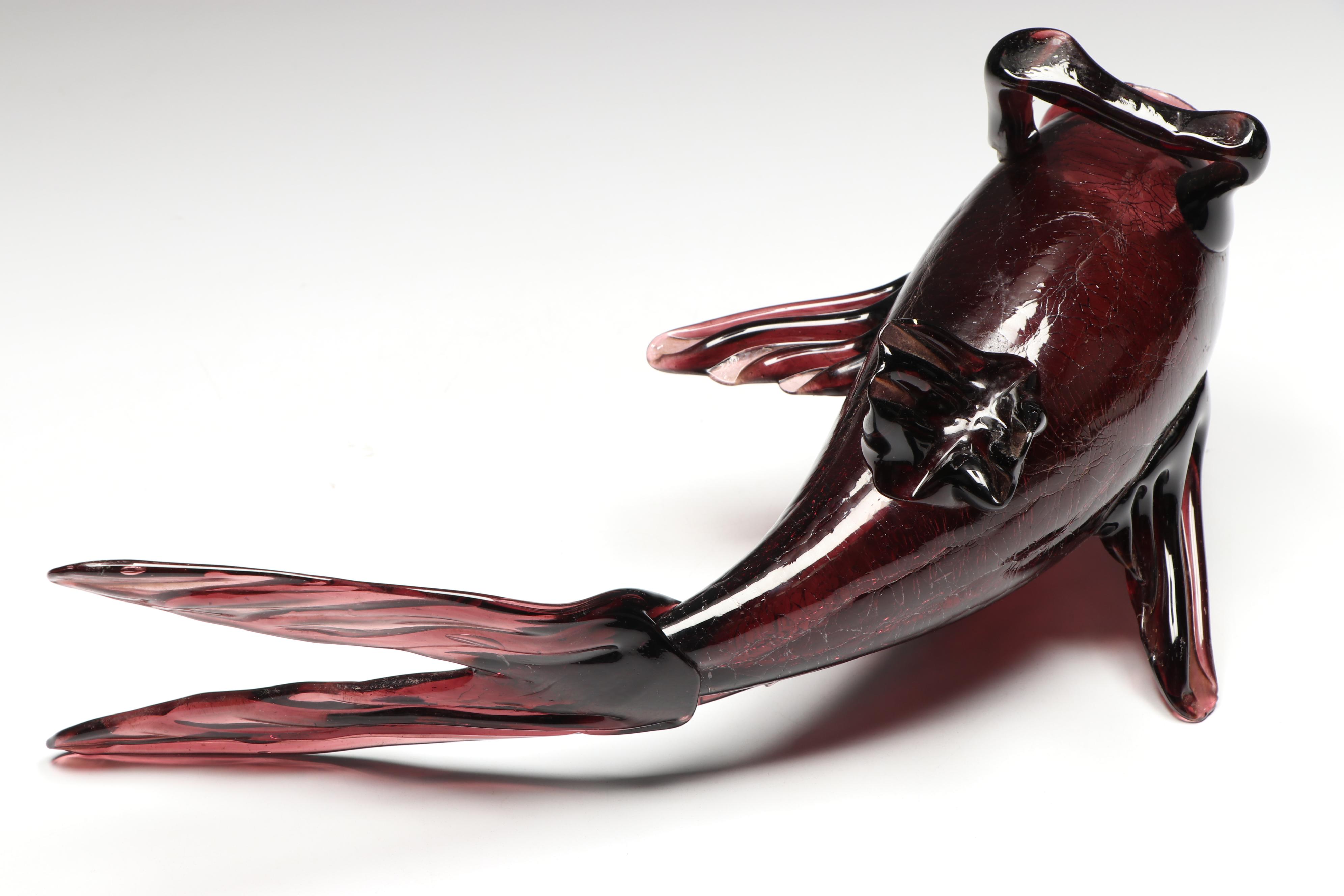 Mid Century Japanese Style Blown Art Glass Fish