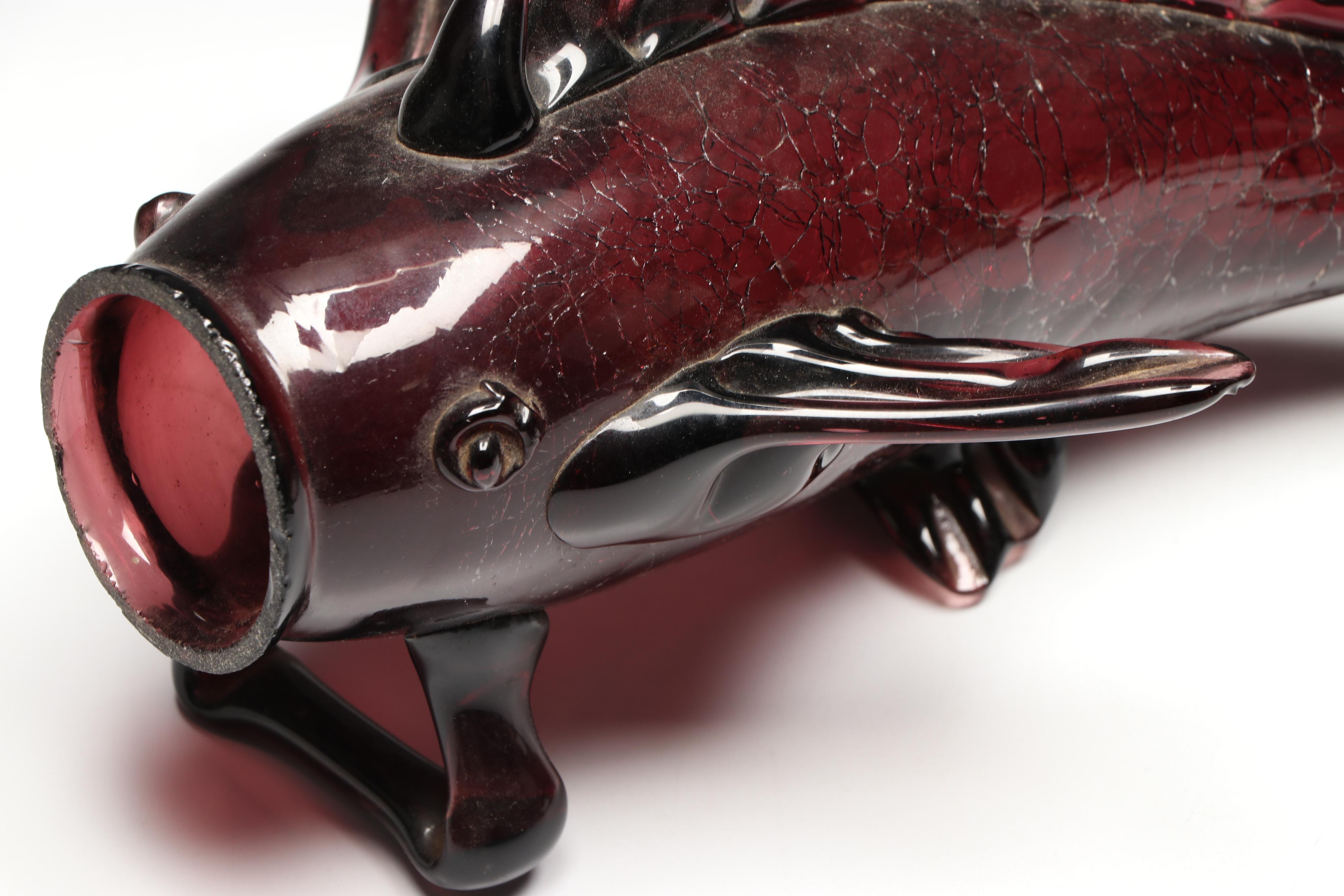 Mid Century Japanese Style Blown Art Glass Fish