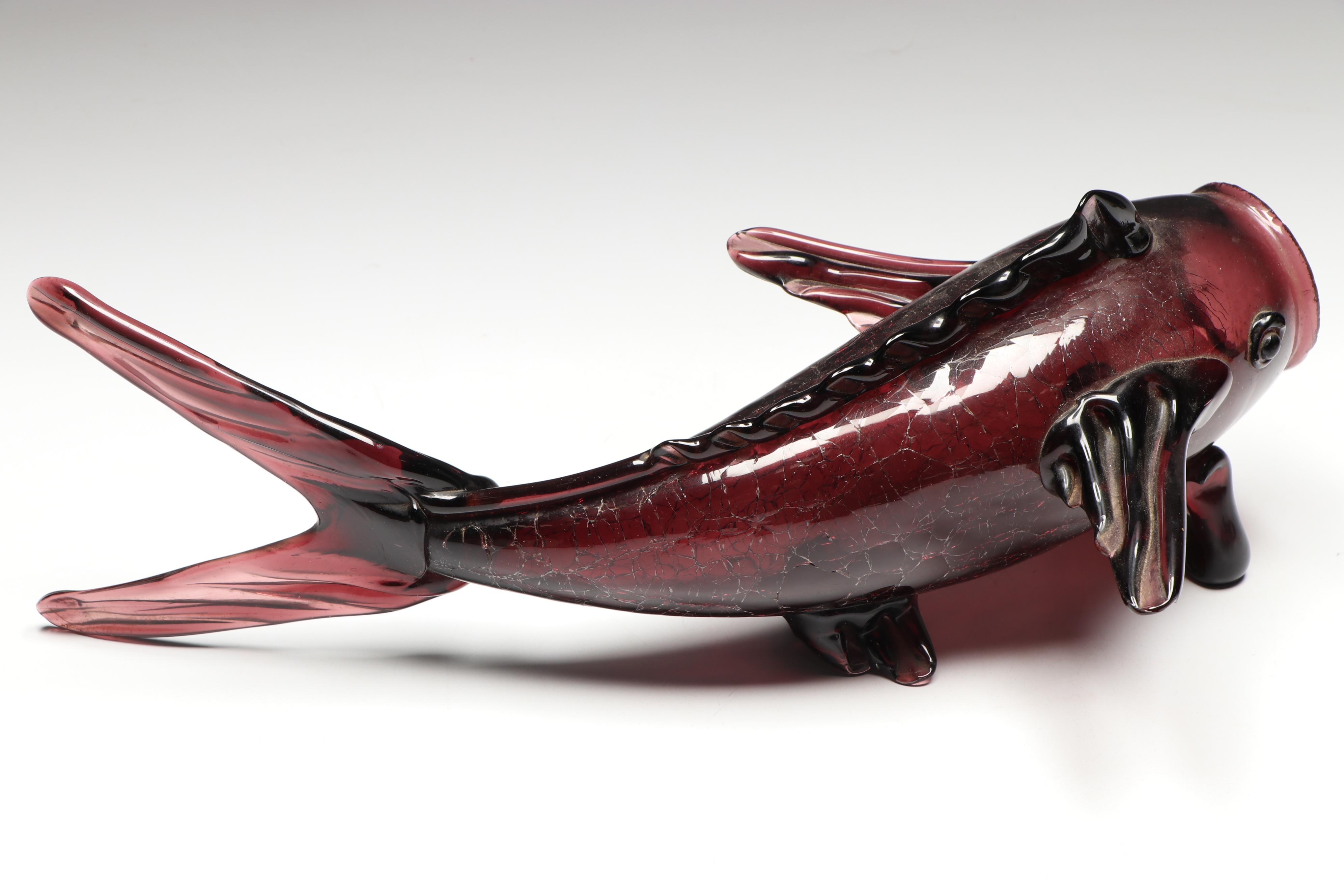 Mid Century Japanese Style Blown Art Glass Fish