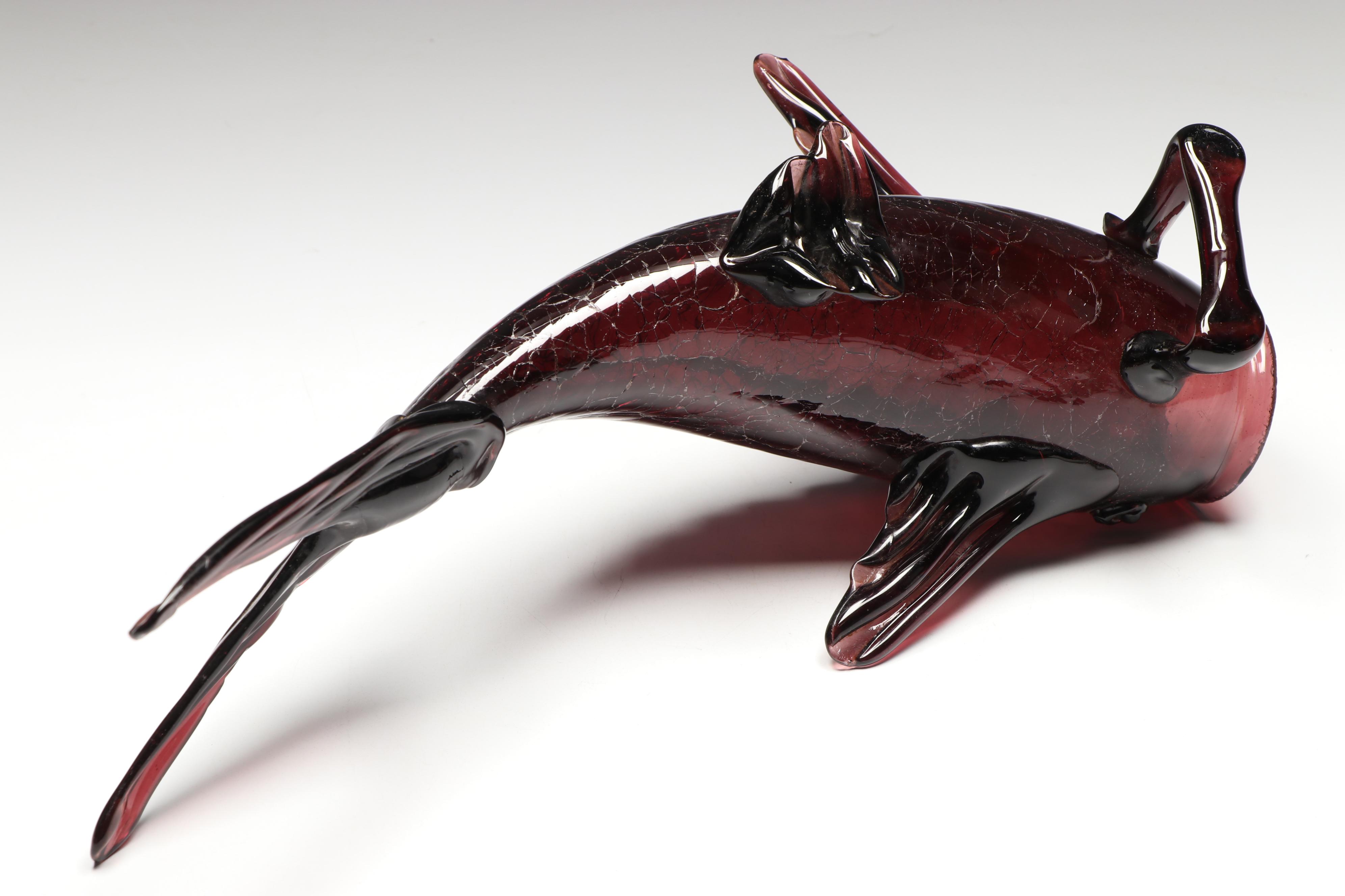 Mid Century Japanese Style Blown Art Glass Fish