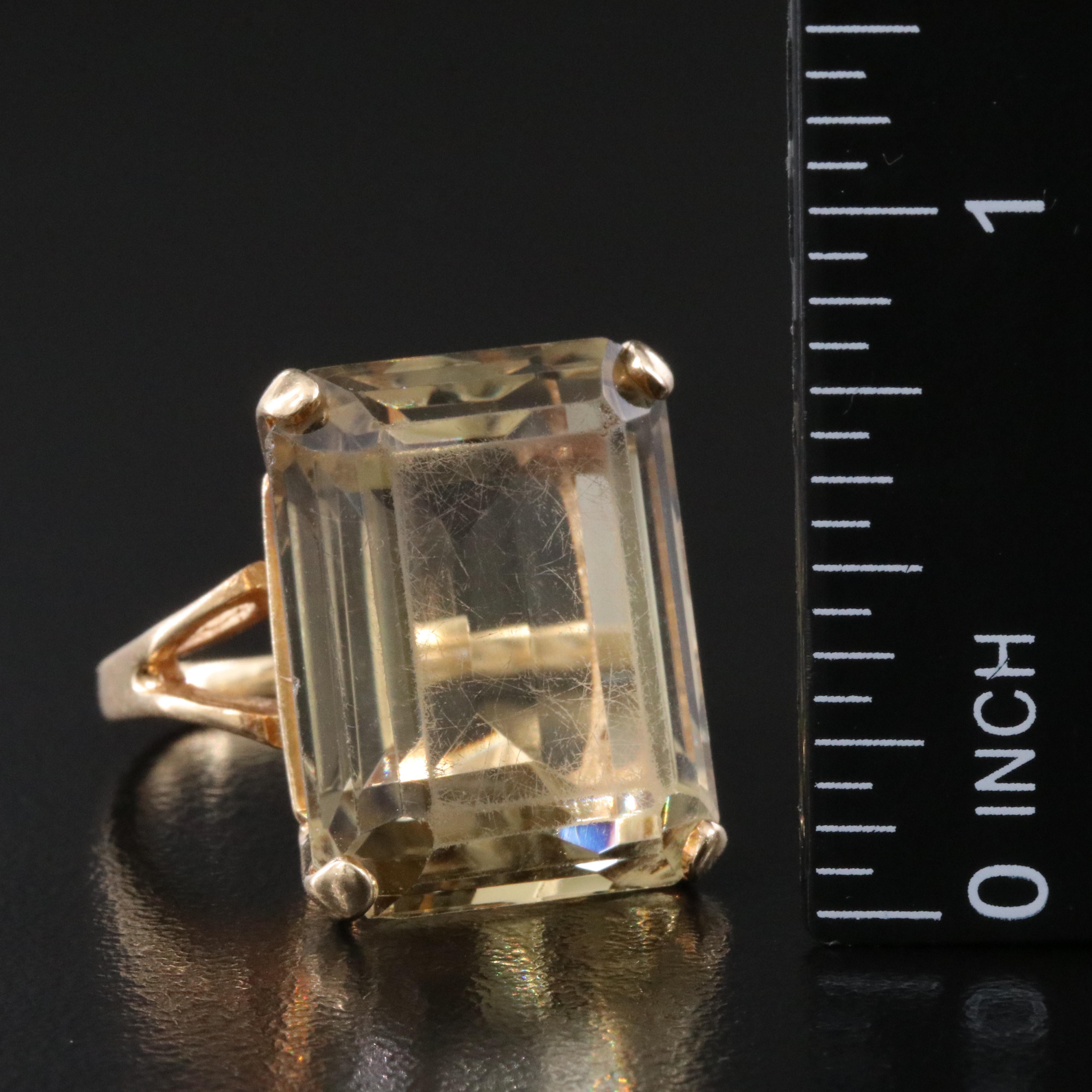 14K 23.14 CT Smoky Quartz Solitaire Ring