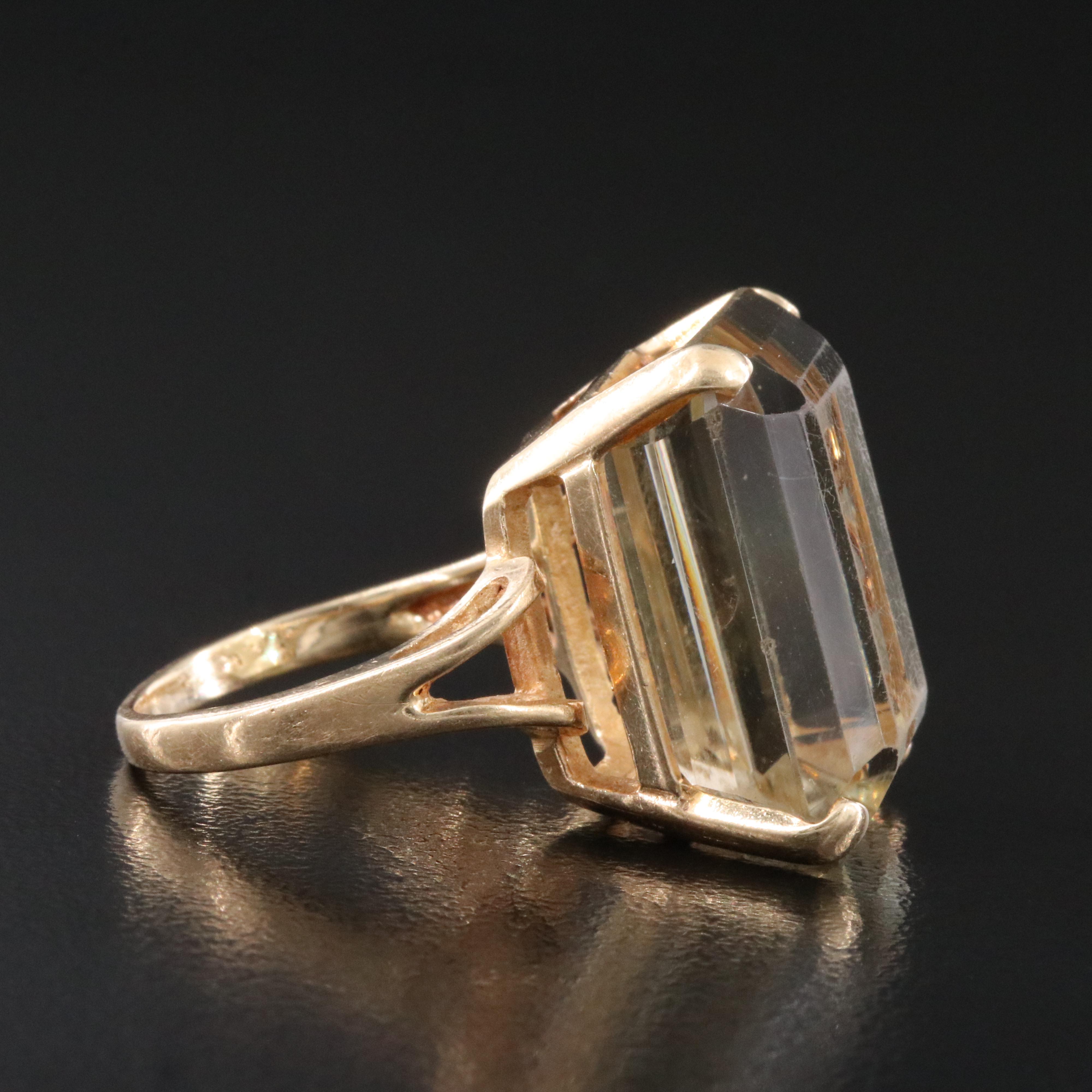 14K 23.14 CT Smoky Quartz Solitaire Ring