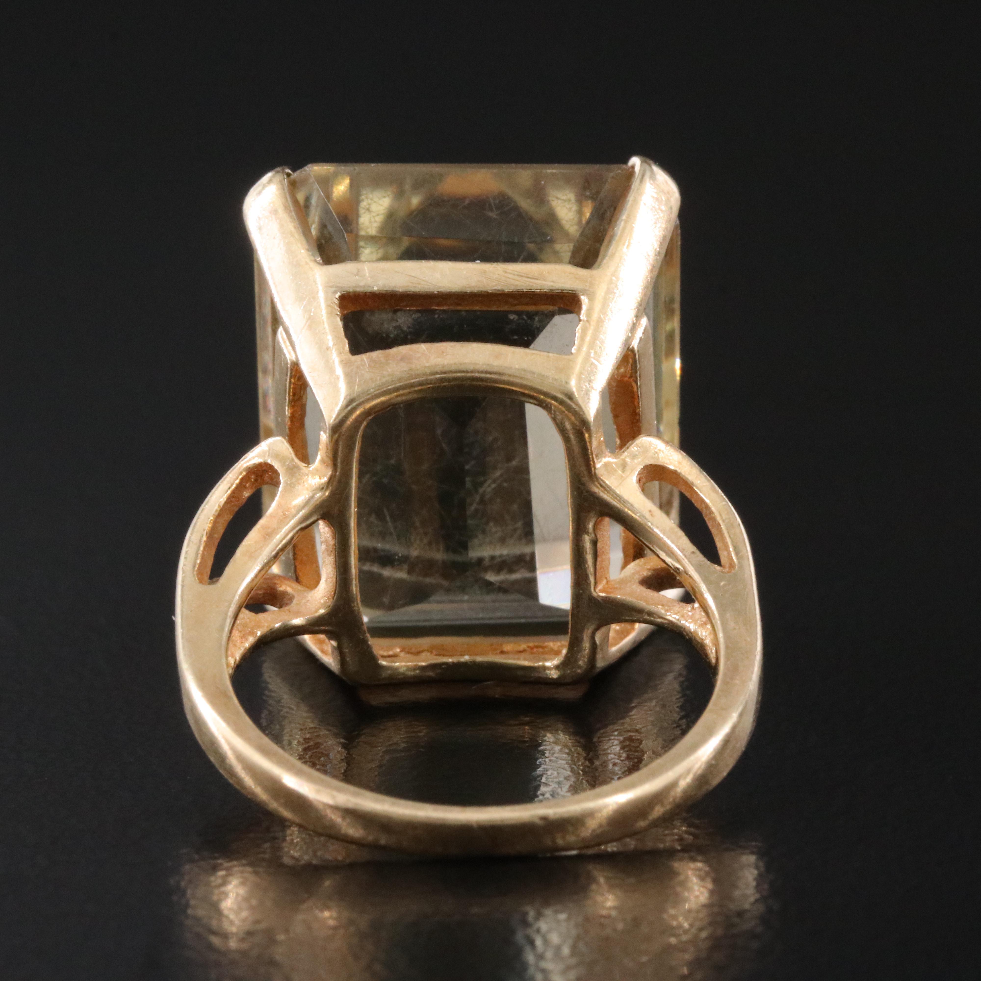 14K 23.14 CT Smoky Quartz Solitaire Ring