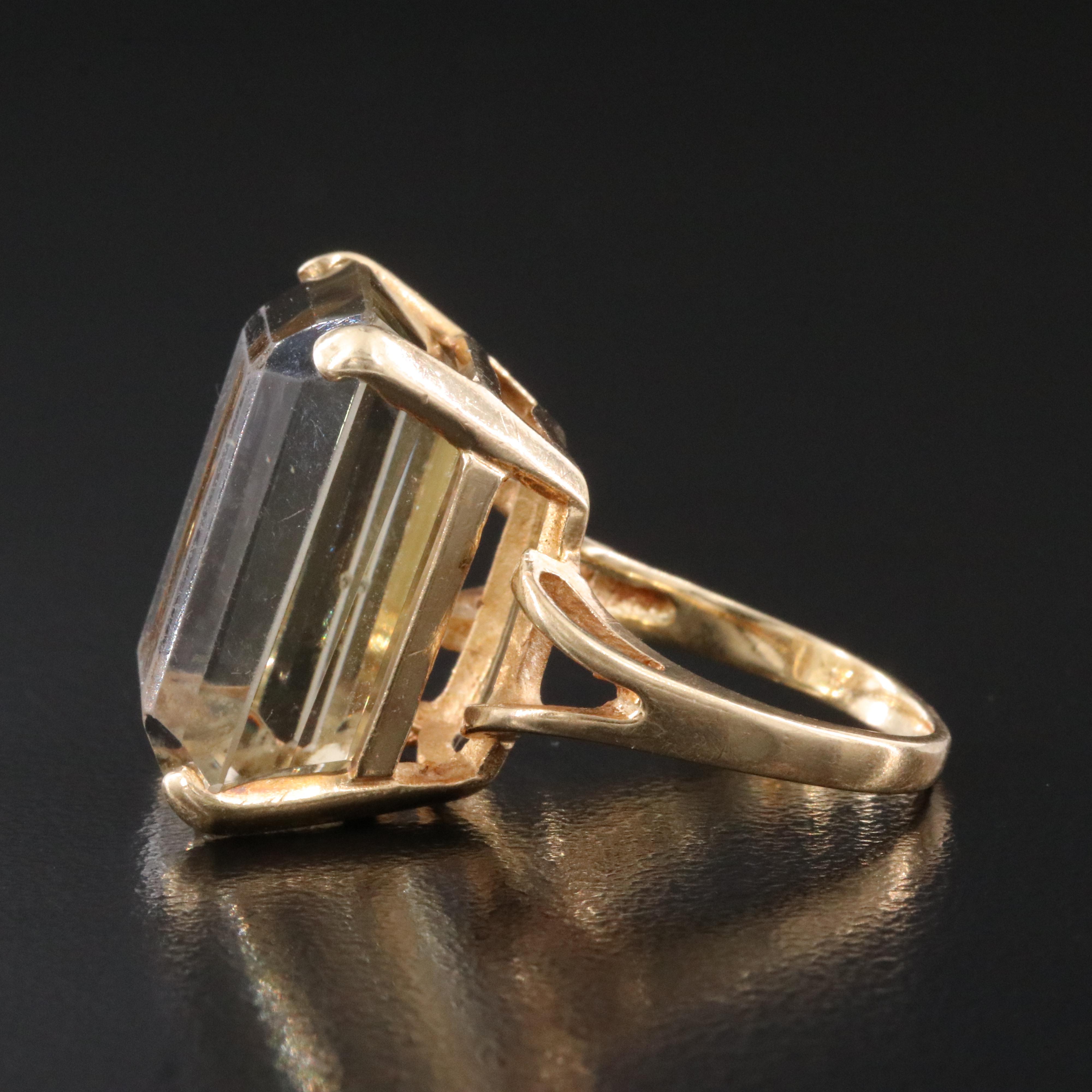 14K 23.14 CT Smoky Quartz Solitaire Ring